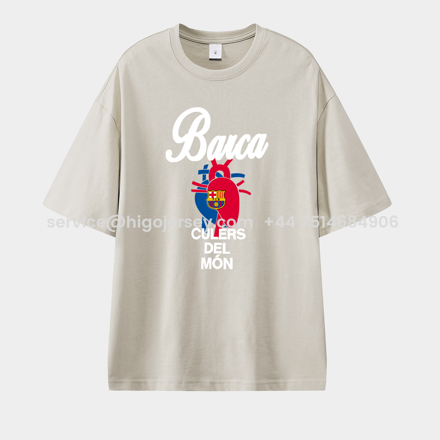 Higojerseys-Barcelona Blue & Red Heart Culers Del Mon Unisex Pure Cotton T-shirt