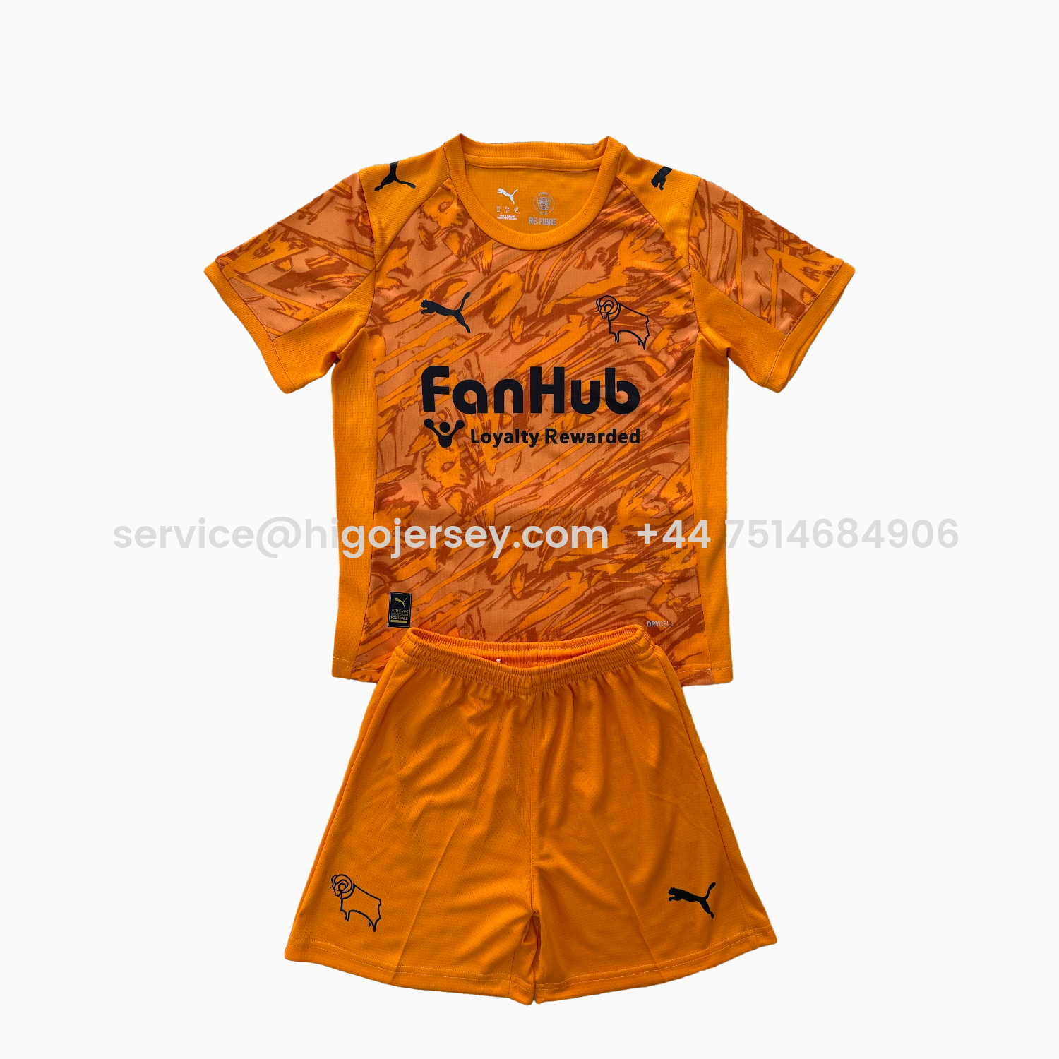 Higojerseys-Derby County 25-26 Orange Goalkeeper Kids Kit