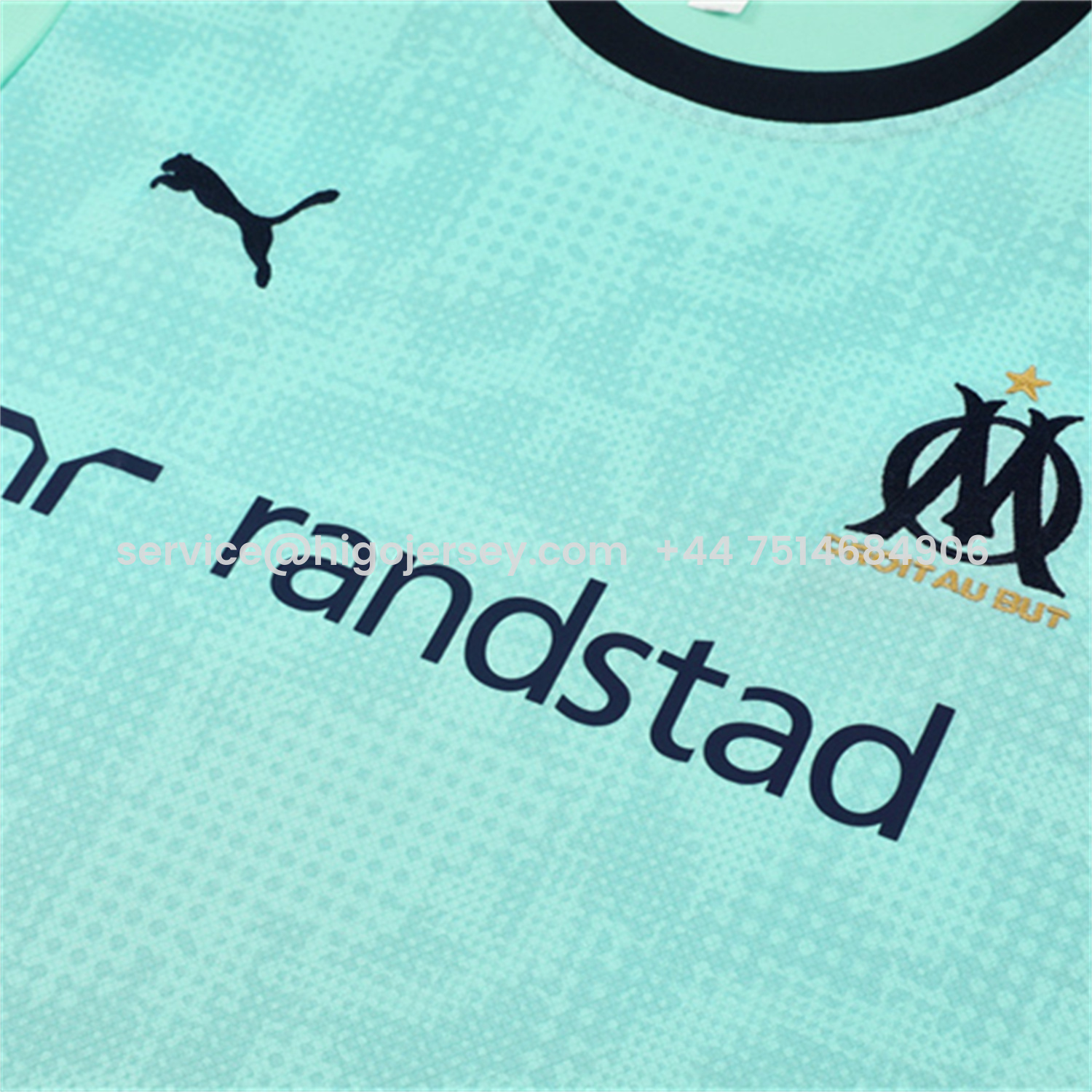 Higojerseys-Marseille 25-26 Short-Sleeve Training Set - Nattierblue Top & Deep Blue Pants