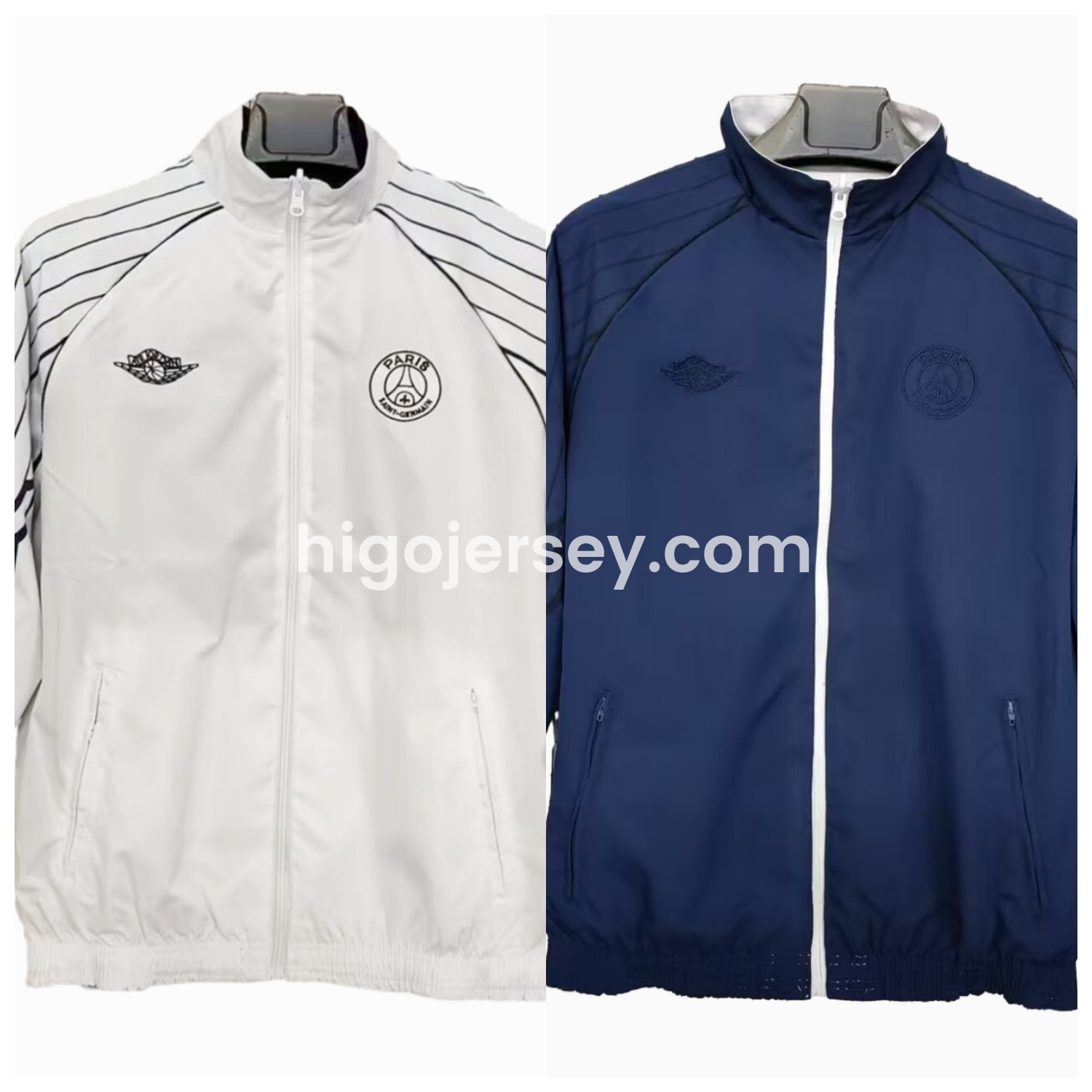 Higojerseys-Paris Saint-Germain PSG 24-25 Wings Double Sided Reversible Windbreaker - White & Blue