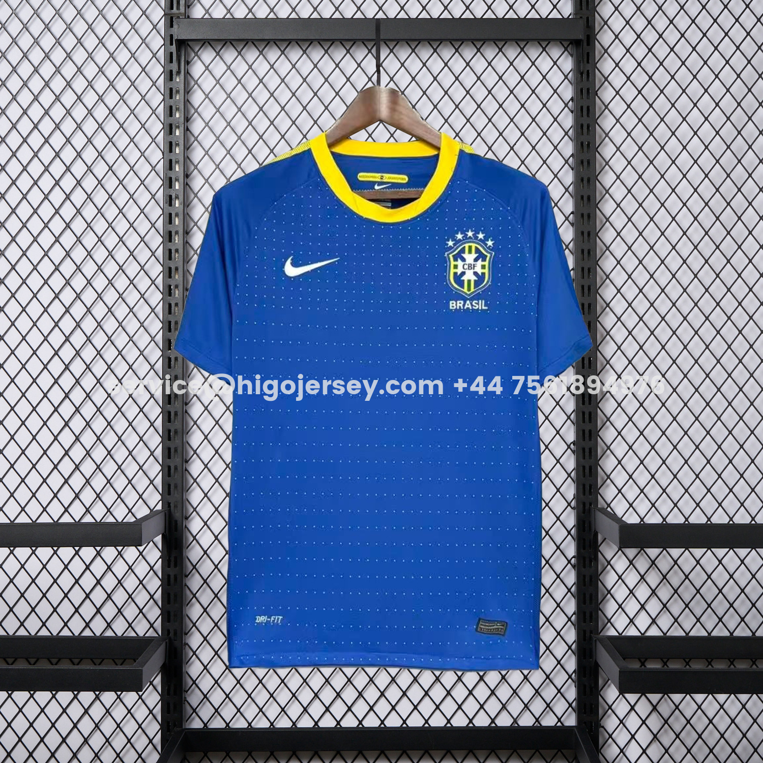 Higojerseys-Retro Brazil 2010 Away Blue Jersey