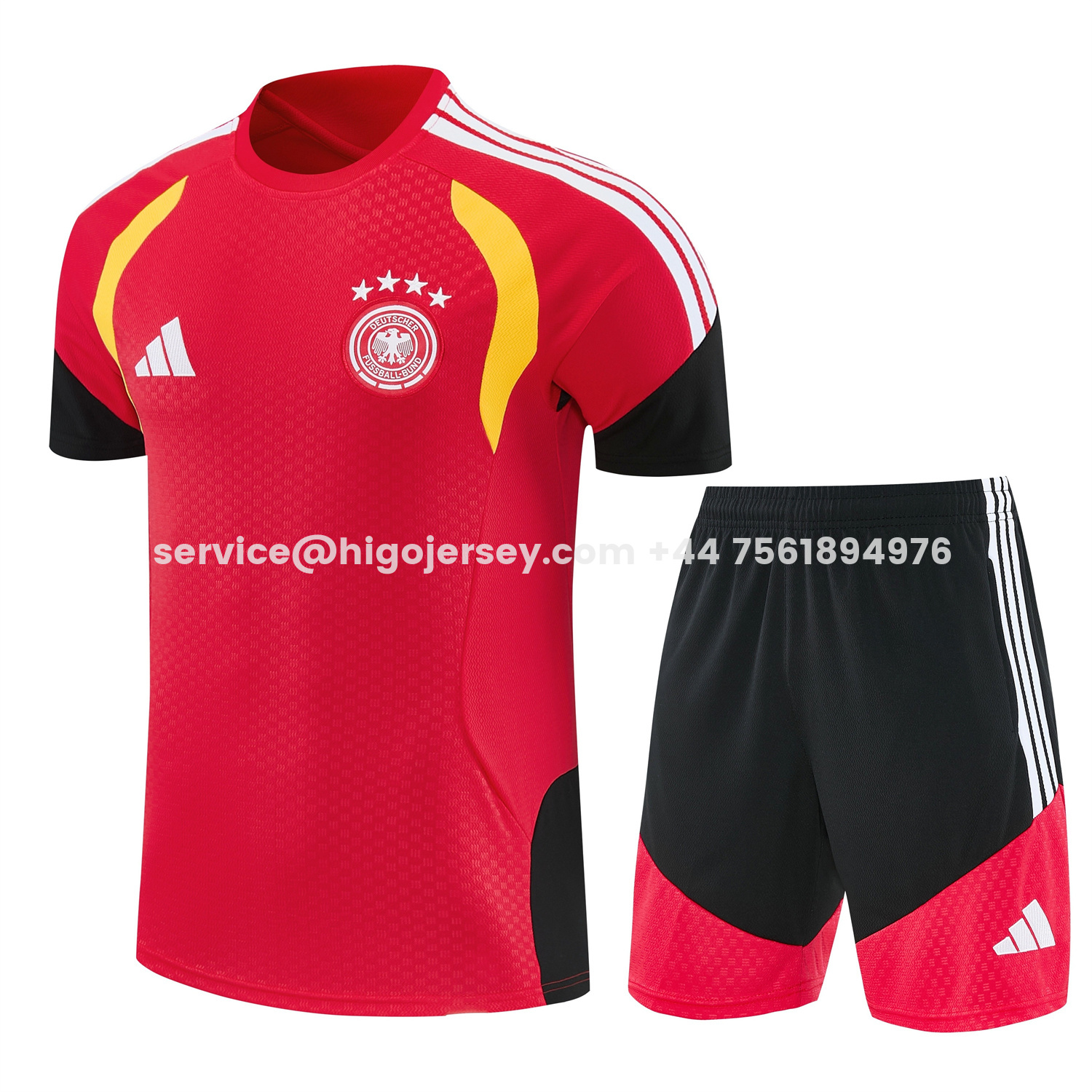 Higojerseys-Germany 2026 Short-Sleeve Training Set - Red Top and Black Shorts