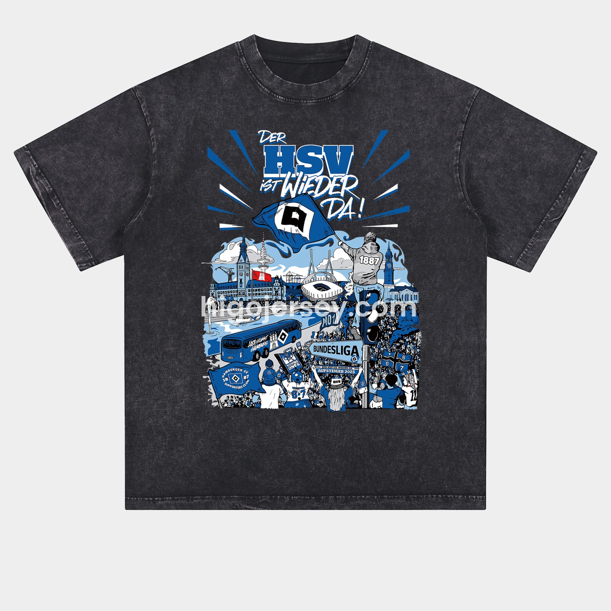 Higojerseys-Hamburger SV DER HSV IST WIEDER DA 2024-25 2. Bundesliga Champion Oversized Washed T-Shirt