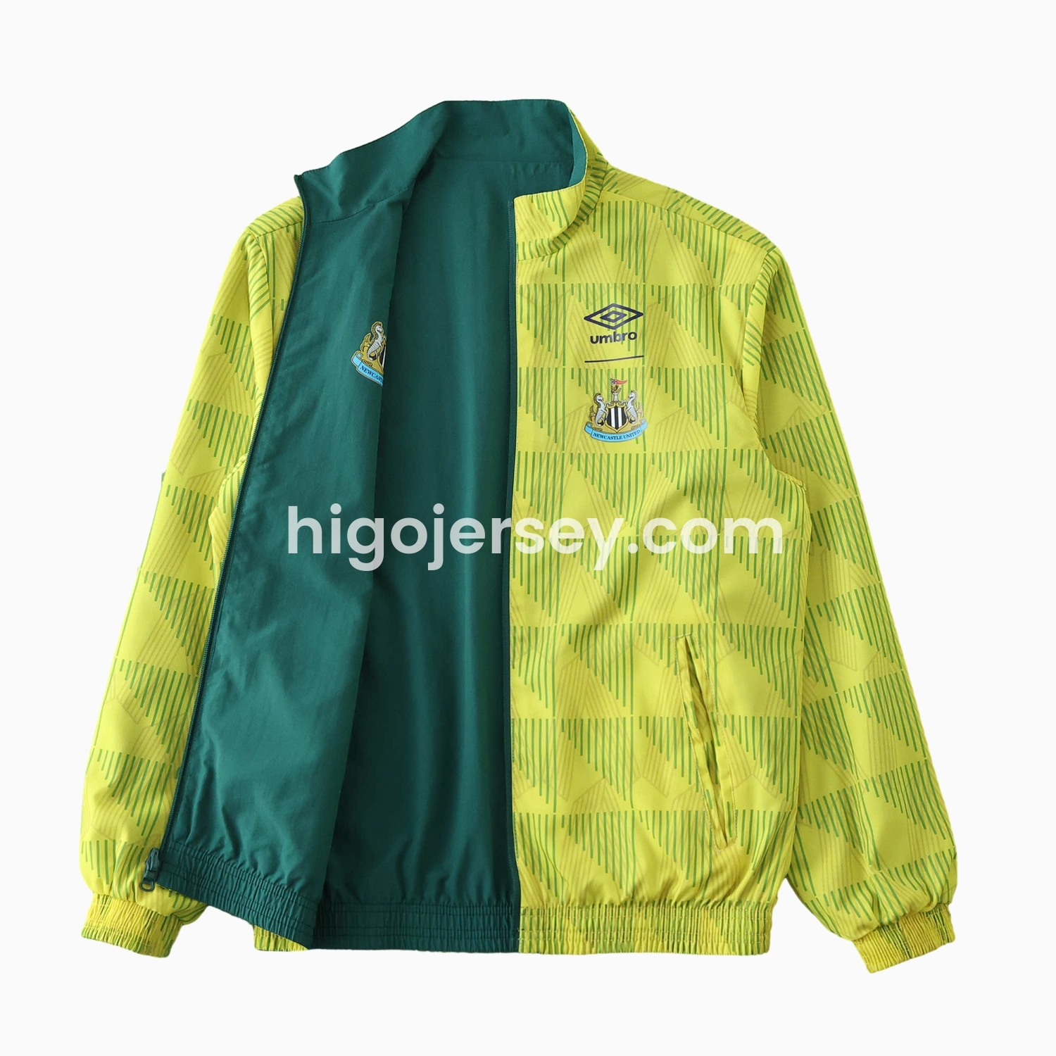 Higojerseys-Newcastle United 24-25 Retro Style Double Sided Reversible Windbreaker - Green & Yellow