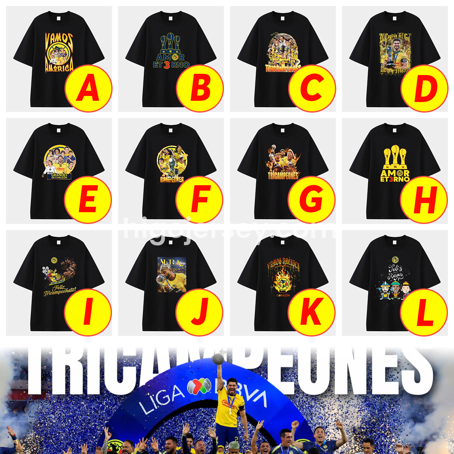 Higojerseys-Club América Triple Championship Unisex Pure Cotton T-shirt