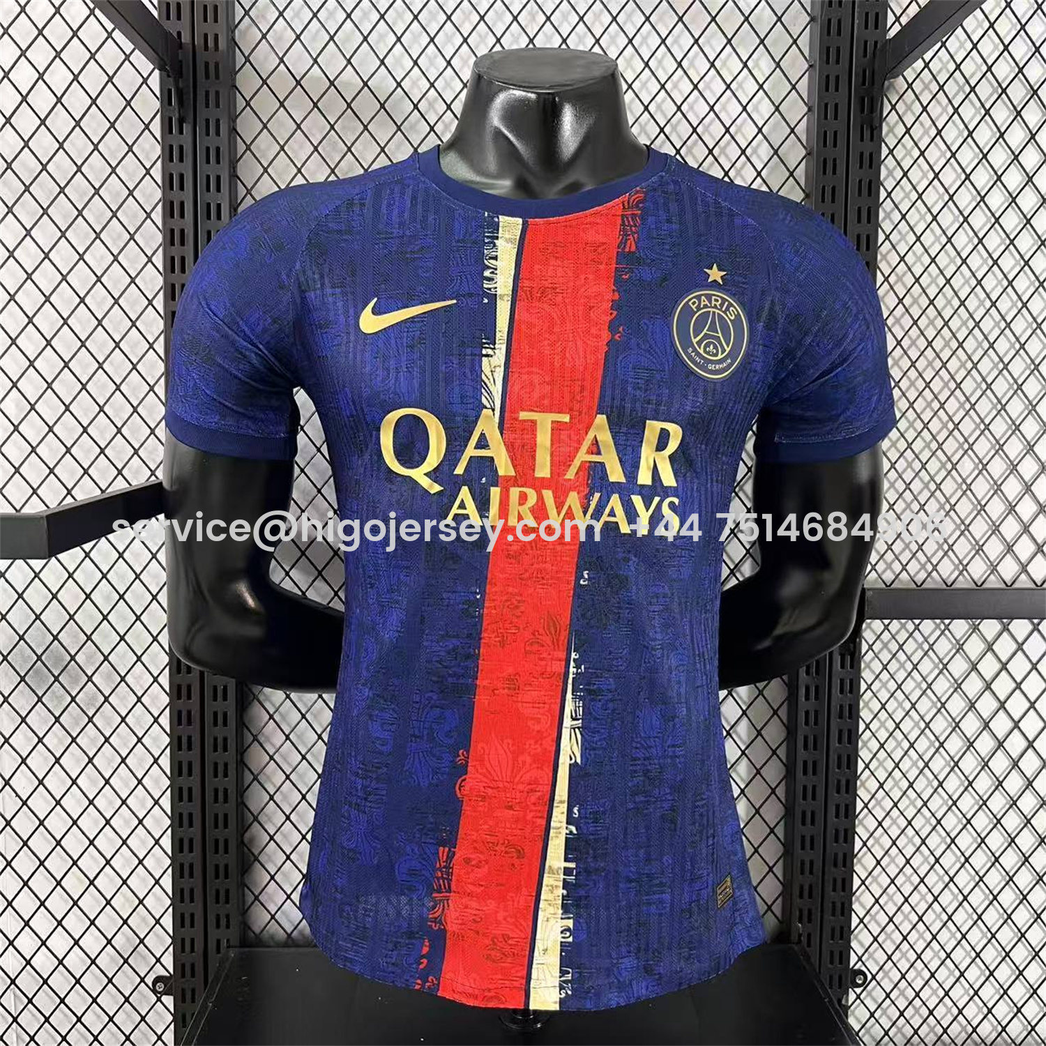 Higojerseys-Paris Saint-Germain PSG 25-26 Red Slash Blue Special Jersey - Player Version