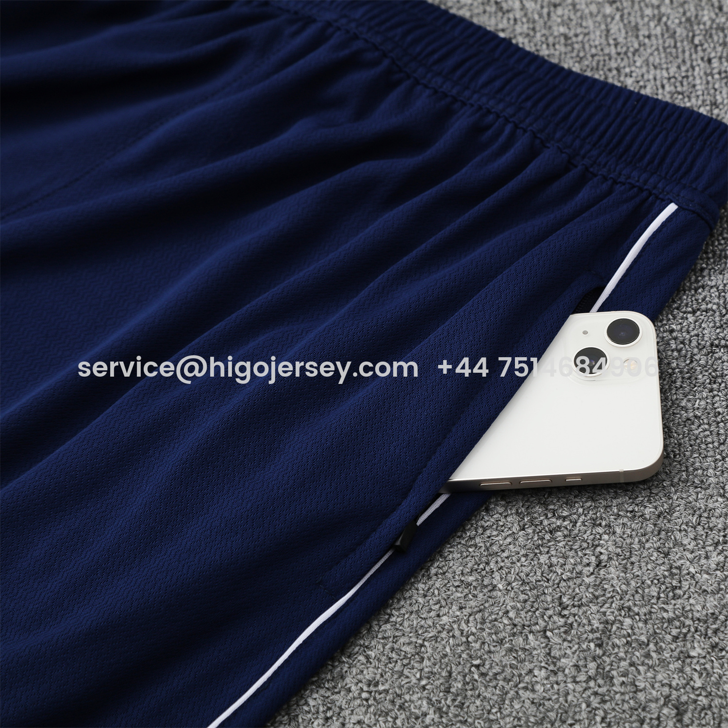 Higojerseys-Marseille 25-26 Short-Sleeve Training Set - White Top & Blue Shorts