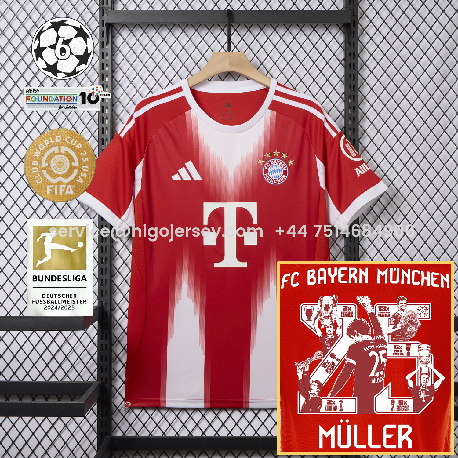 Higojerseys-Bayern Munich 25-26 Home Müller Limited Edition Jersey - Fans Version
