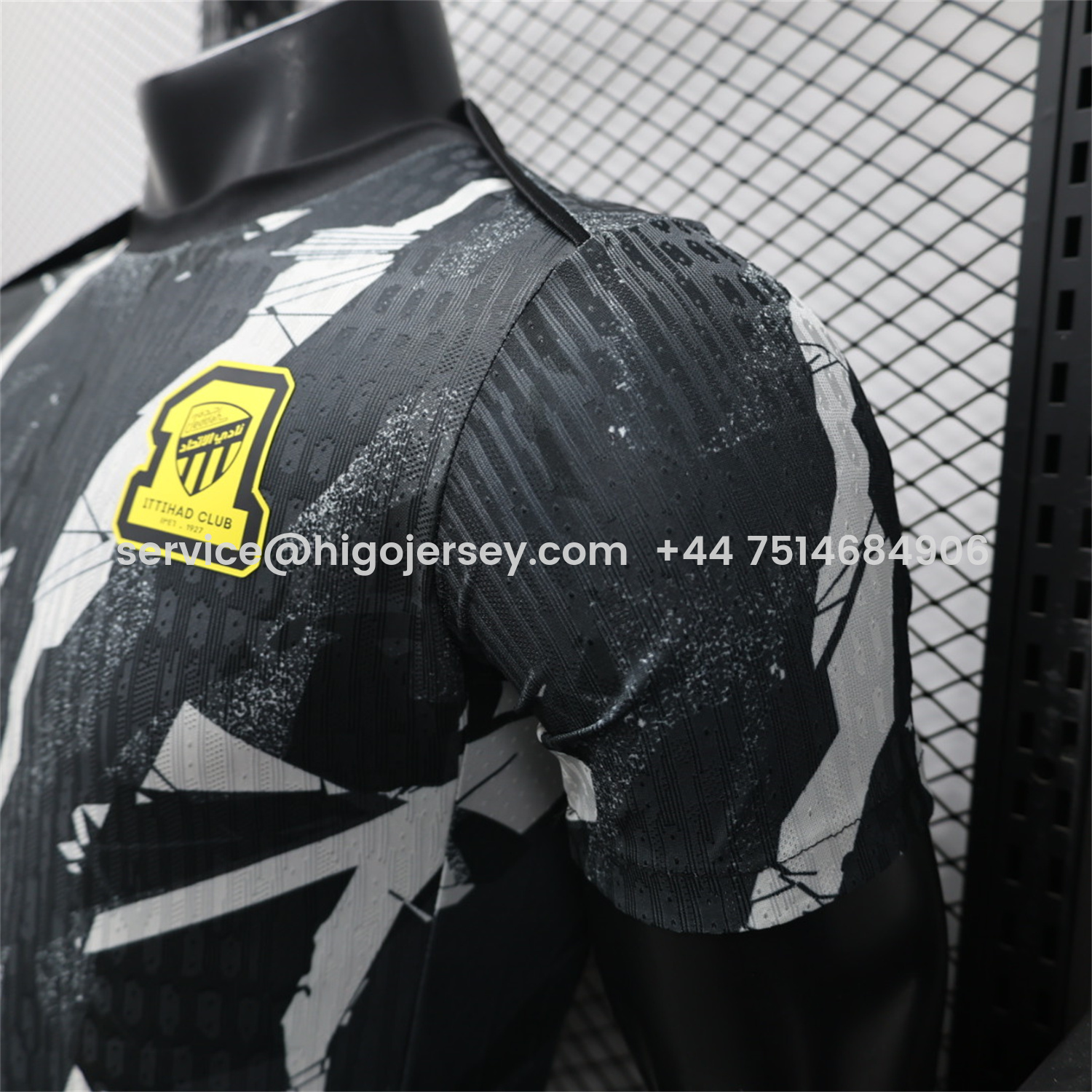 Higojerseys-Al Ittihad Jeddah United 25-26 Black Pre-Match Jersey - Player Version