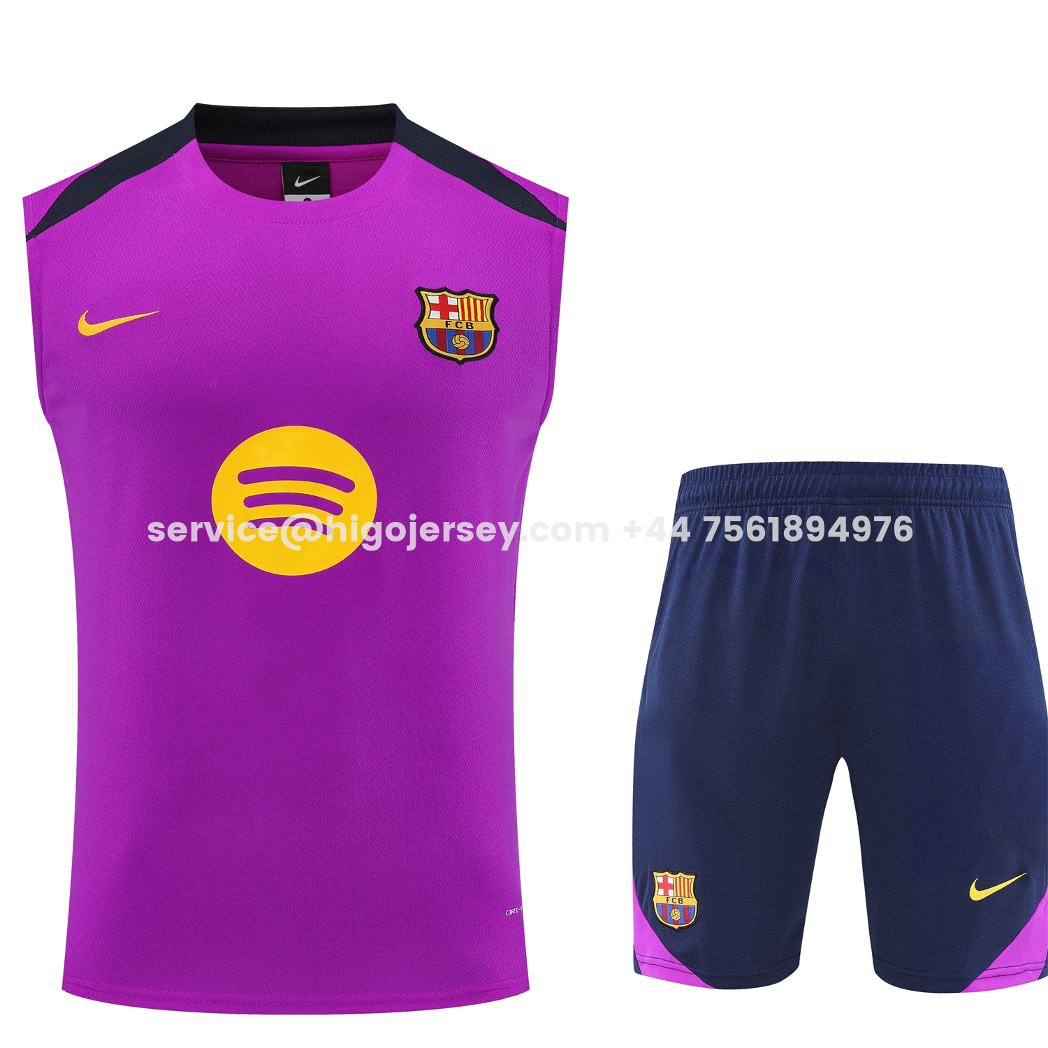 Higojerseys-Barcelona 25-26 Vest Training Set - Purple Vest and Dark Blue Shorts