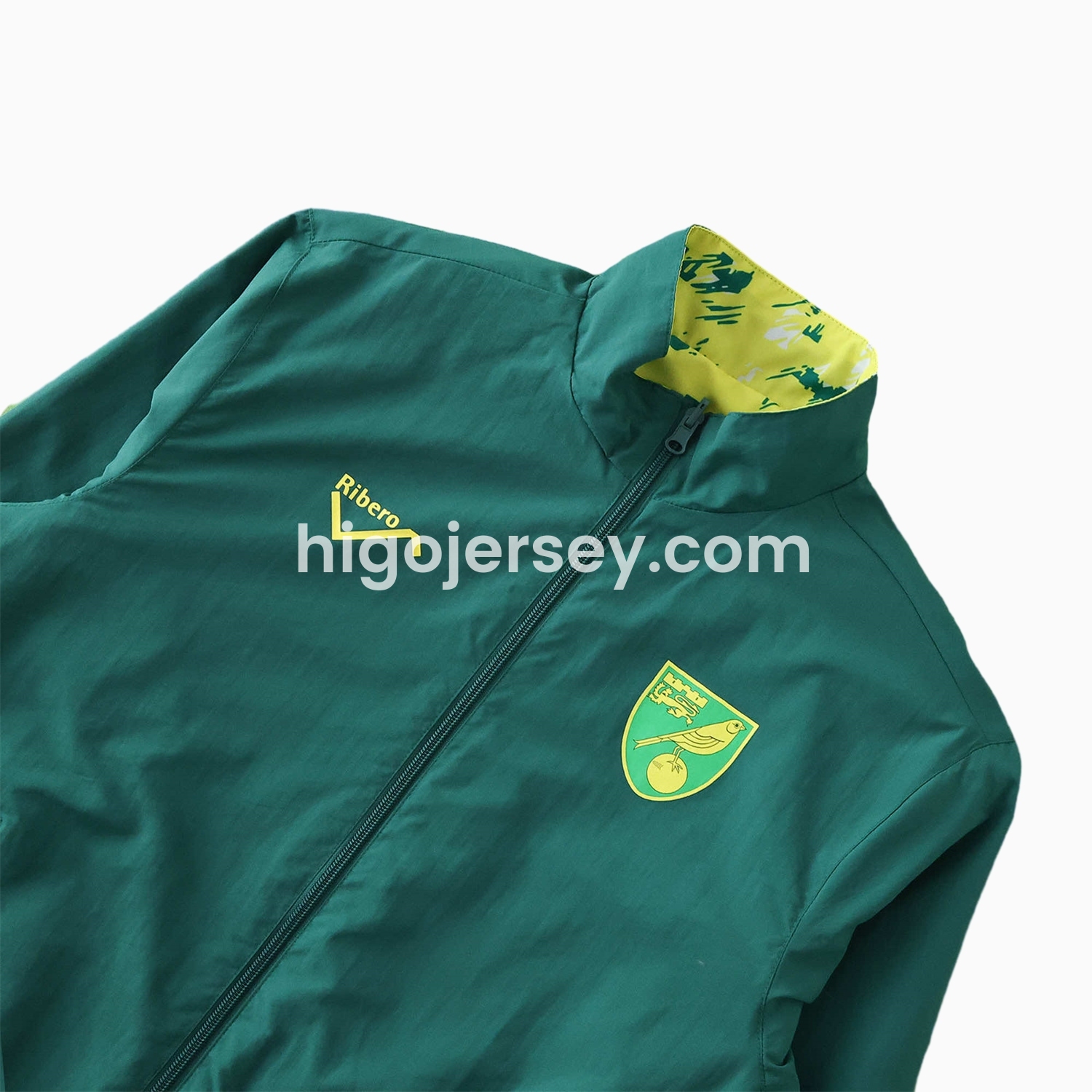 Higojerseys-Norwich City 1992-94 Retro Style Double Sided Reversible Windbreaker - Green & Yellow