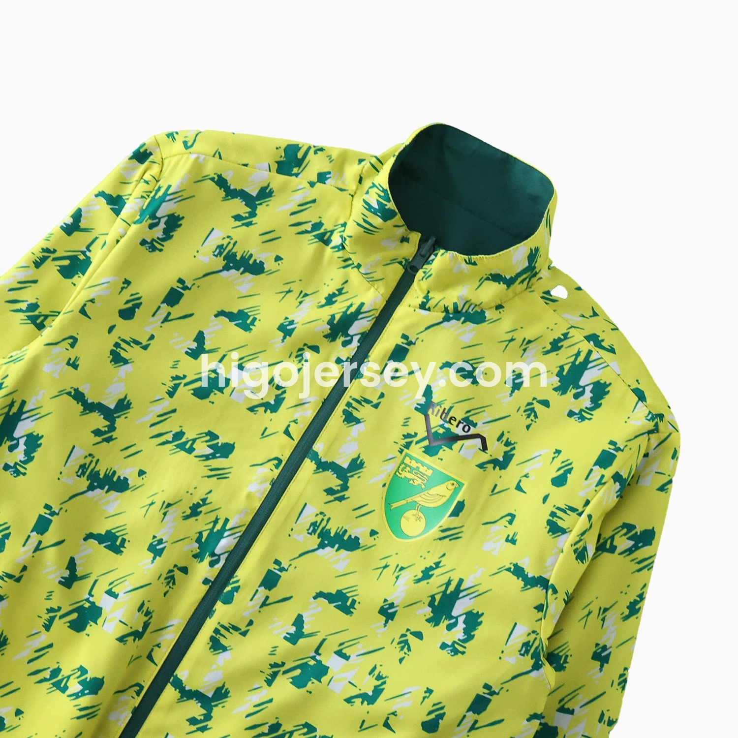 Higojerseys-Norwich City 1992-94 Retro Style Double Sided Reversible Windbreaker - Green & Yellow