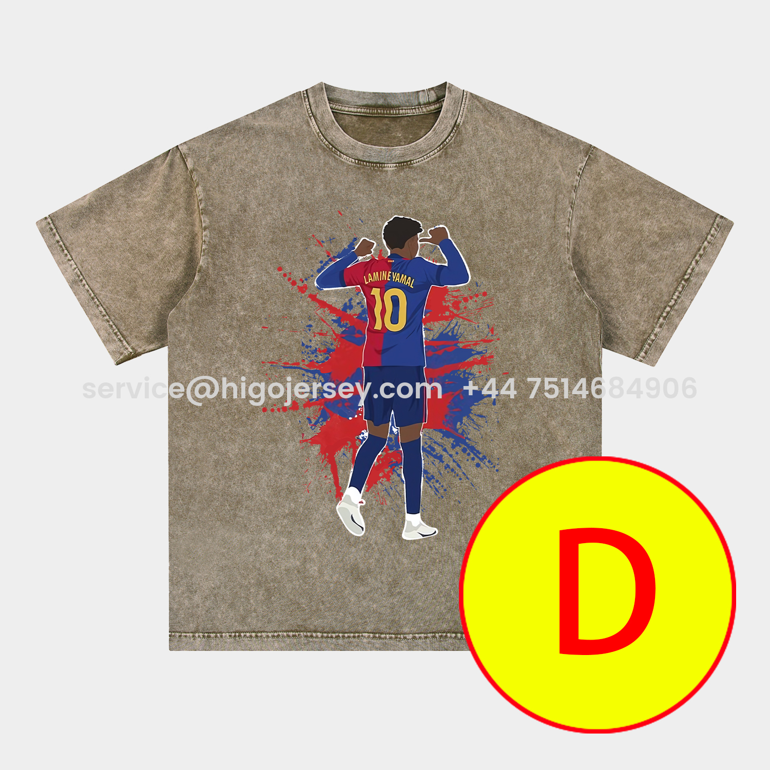 Higojerseys-LAMINE YAMAL - Barcelona No. 10 Legend Continues 2025 Oversized Washed T-Shirt