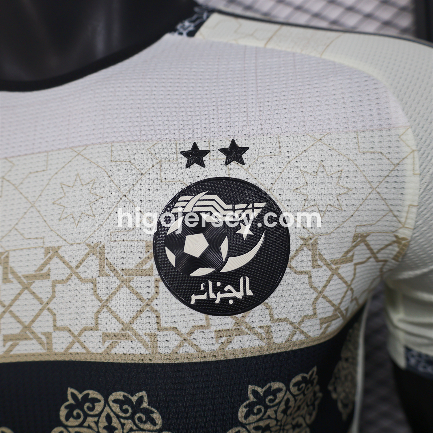 Higojerseys-Algeria 25-26 Light Yellow with Black Classical Pattern Jersey - Player Version