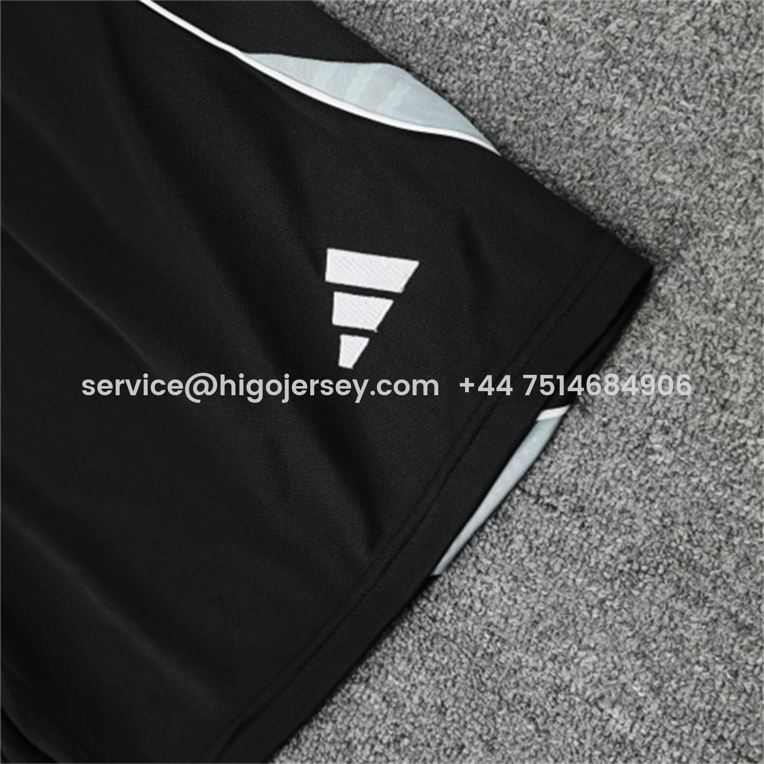 Higojerseys-Real Madrid 25-26 Short-Sleeve Training Set - Grey And White Top & Black Shorts