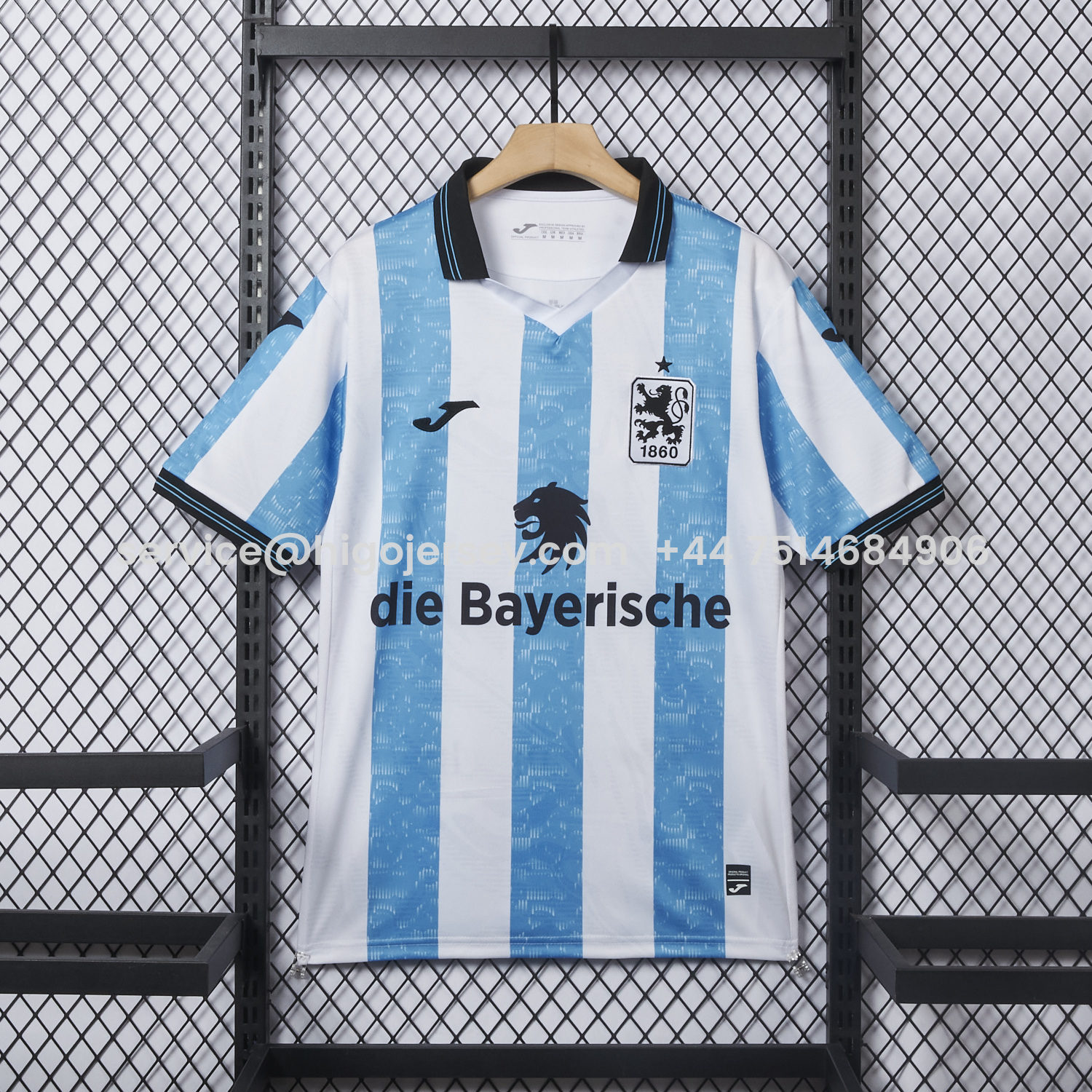 Higojerseys-TSV 1860 München Munich 25-26 Blue And White Stripes Home Jersey - Fans Version