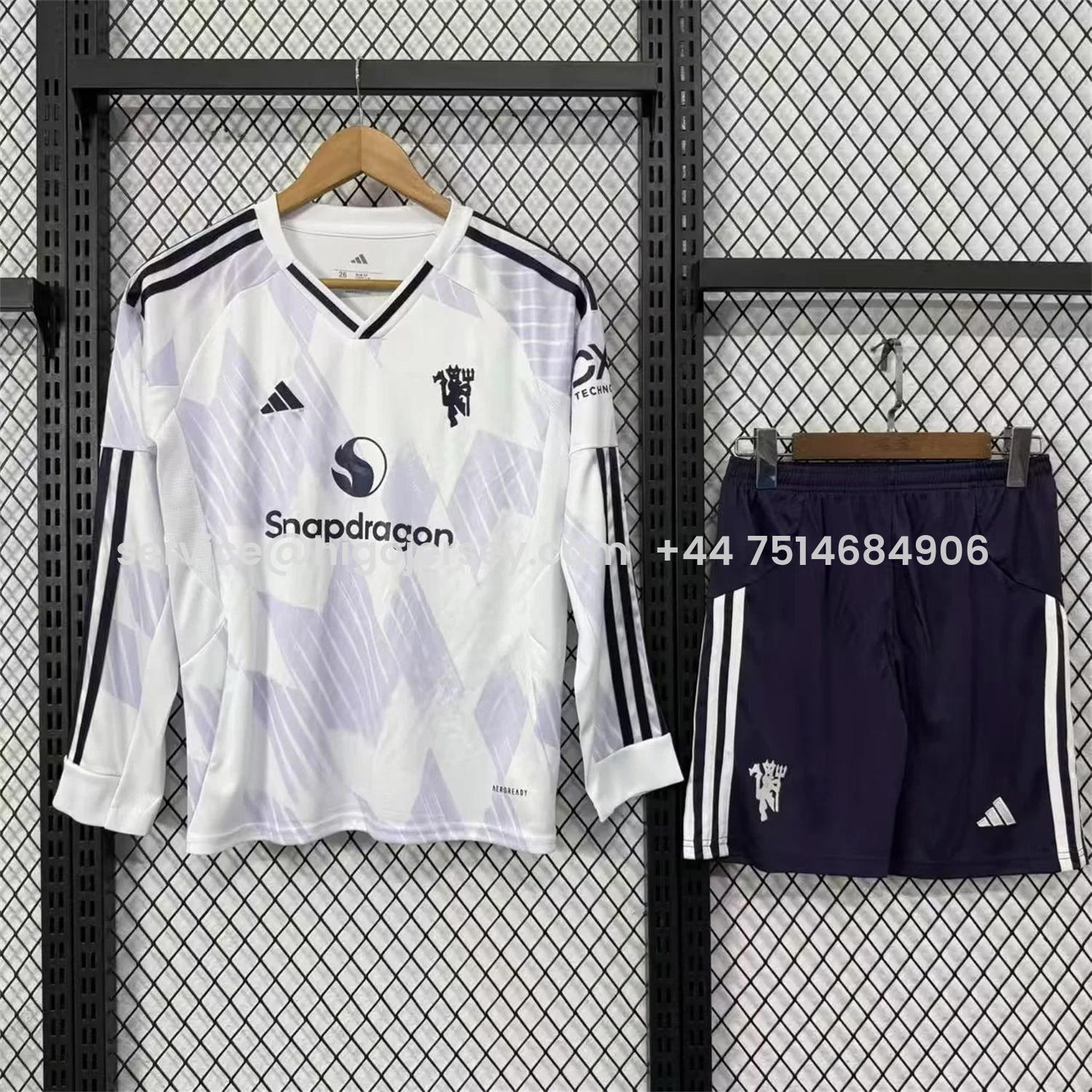 Higojerseys-Manchester United 25-26 Away Long Sleeves Kids Kit