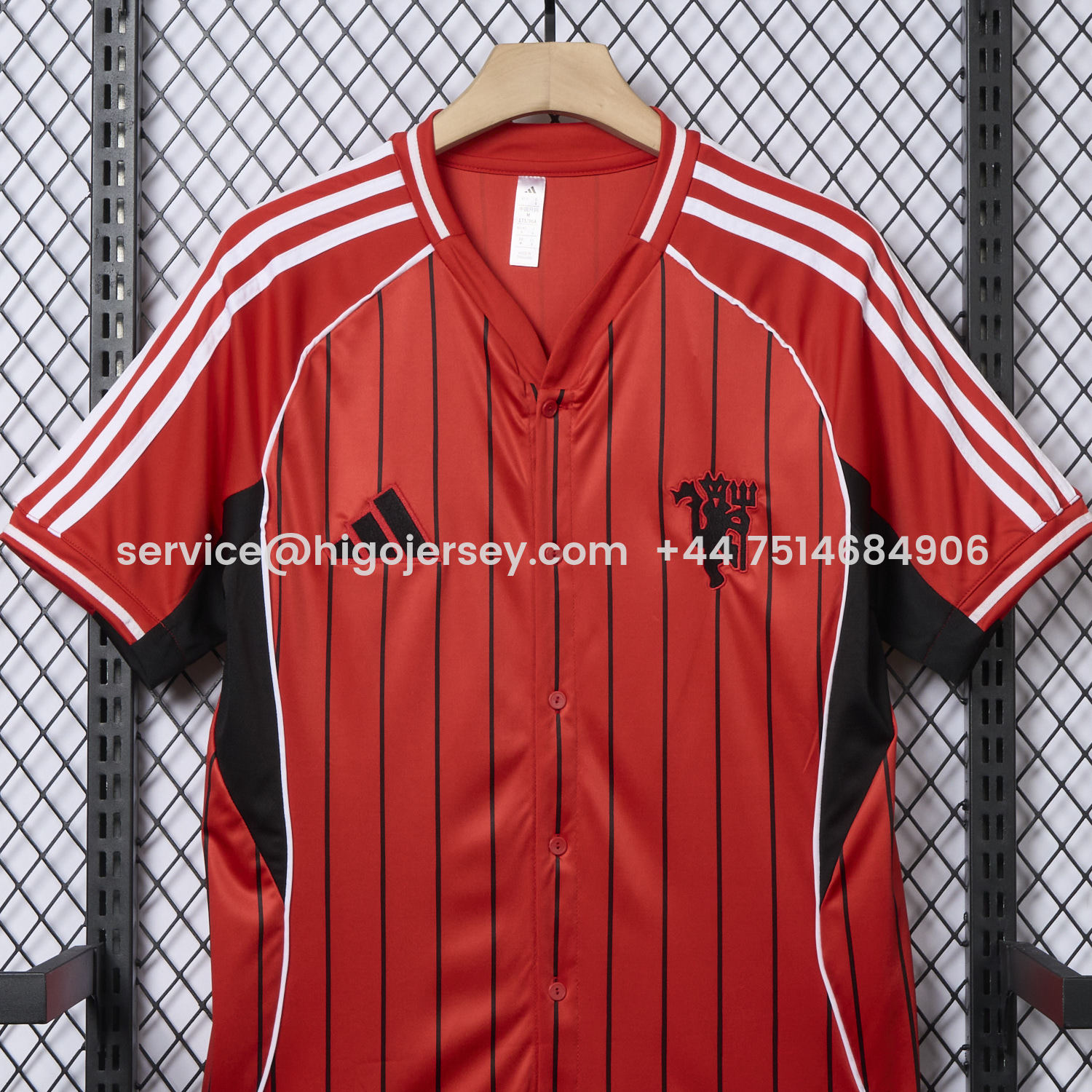 Higojerseys-Manchester United 25-26 Red Baseball Jersey with Black Stripes