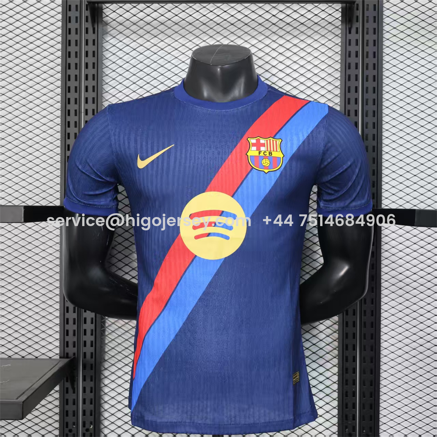 Higojerseys-Barcelona 25-26 Red & Blue Guards Dark Blue Special Jersey - Player Version