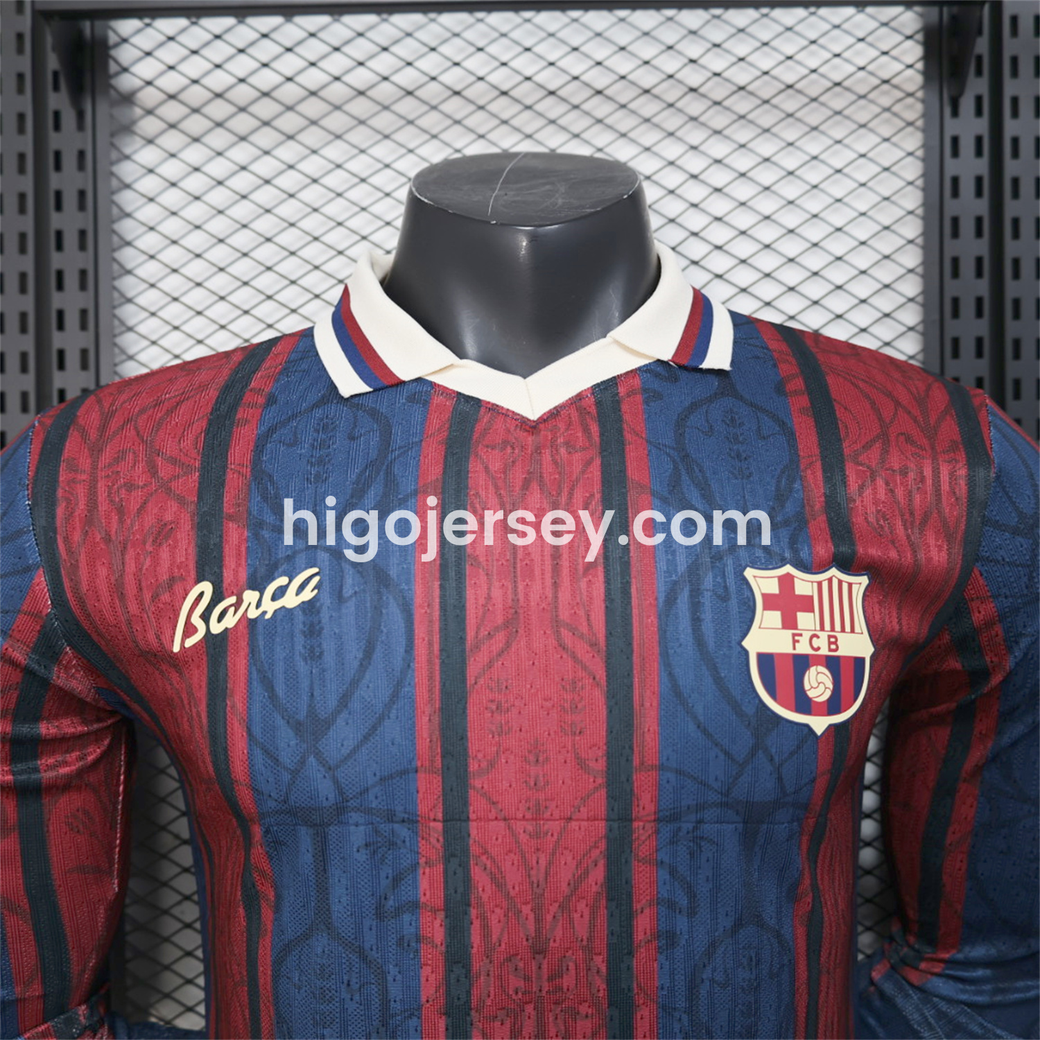 Higojerseys-Barcelona 25-26 125th Anniversary Throwback Long Sleeves Jersey - Player Version