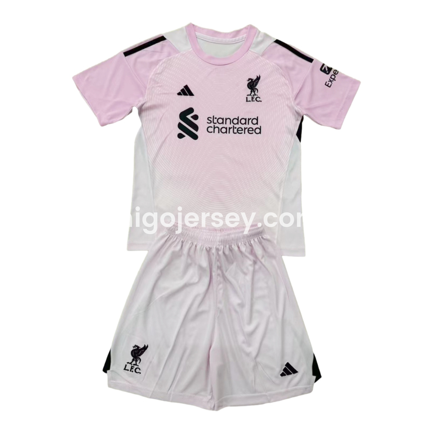 Higojerseys-Liver.pool 25-26 Light Pink Goalkeeper Kids Kit