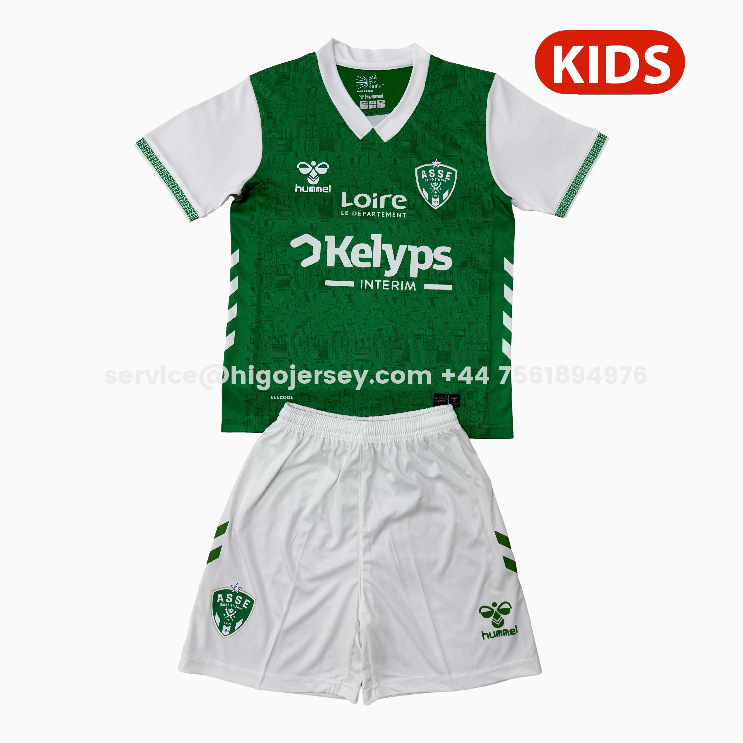 Higojerseys-AS Saint-Etienne 25-26 Home Kids Kit