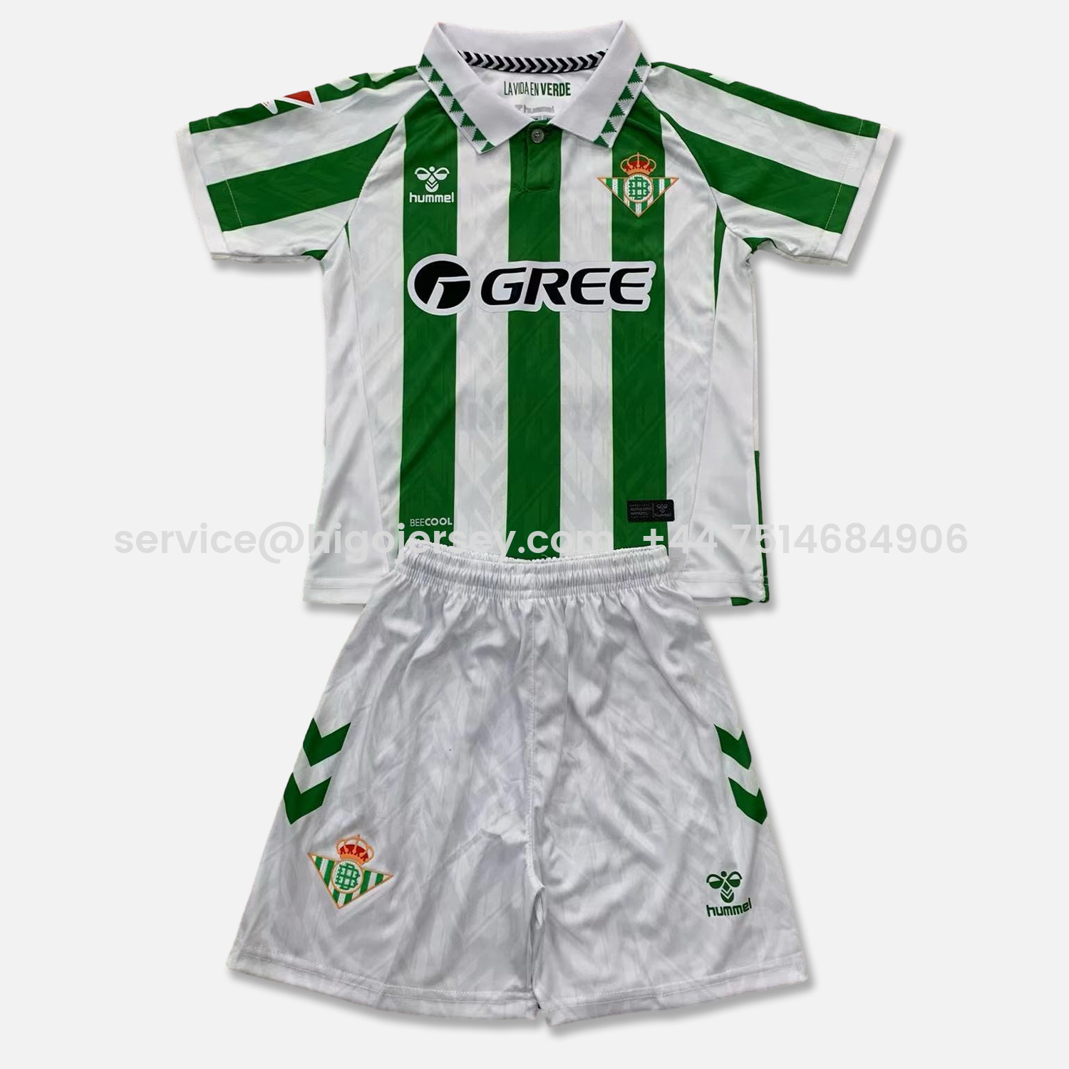 Higojerseys-Real Betis 24-25 Home Stadium Kids Kit With New Sponsor