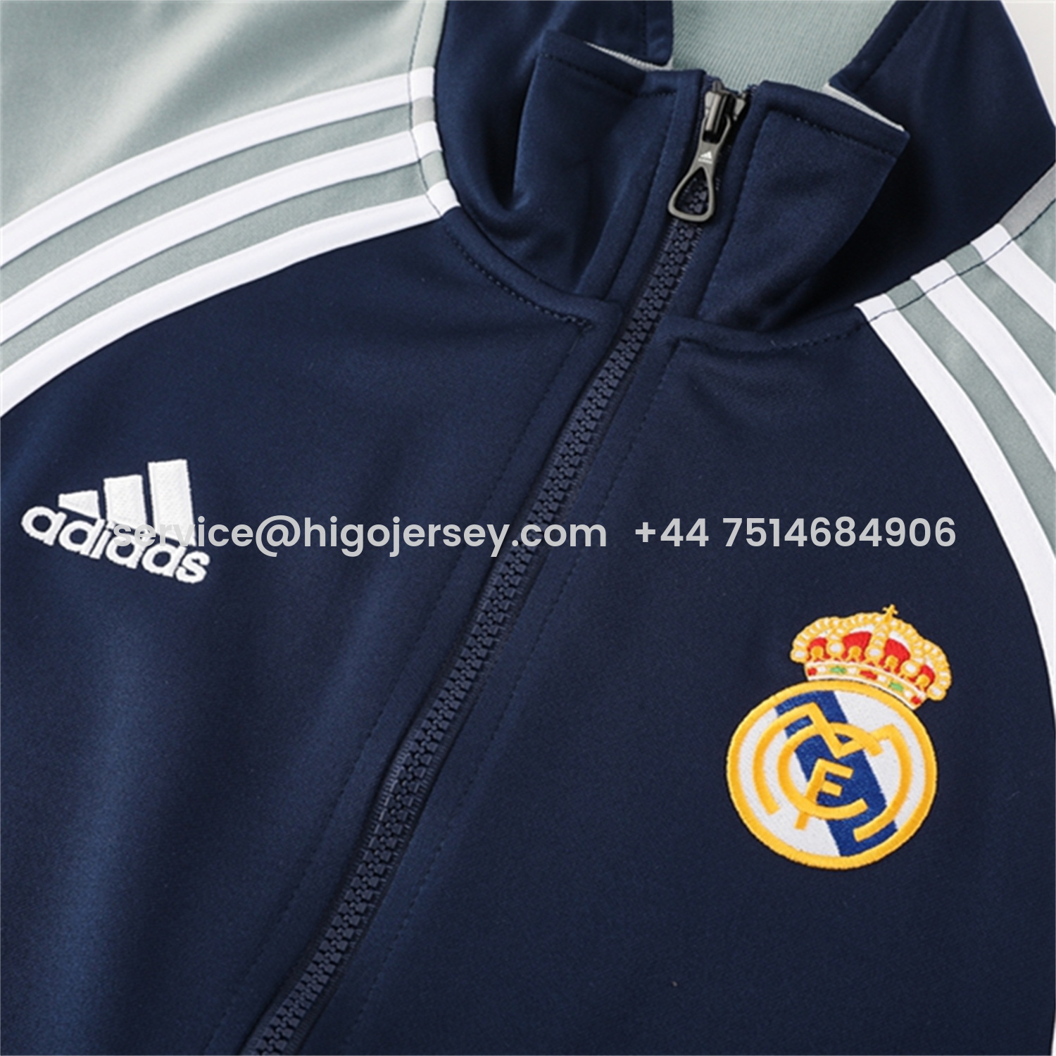 Higojerseys-Real Madrid 25-26 Jacket Training Tracksuit - Blue Grey Jackets & Pants