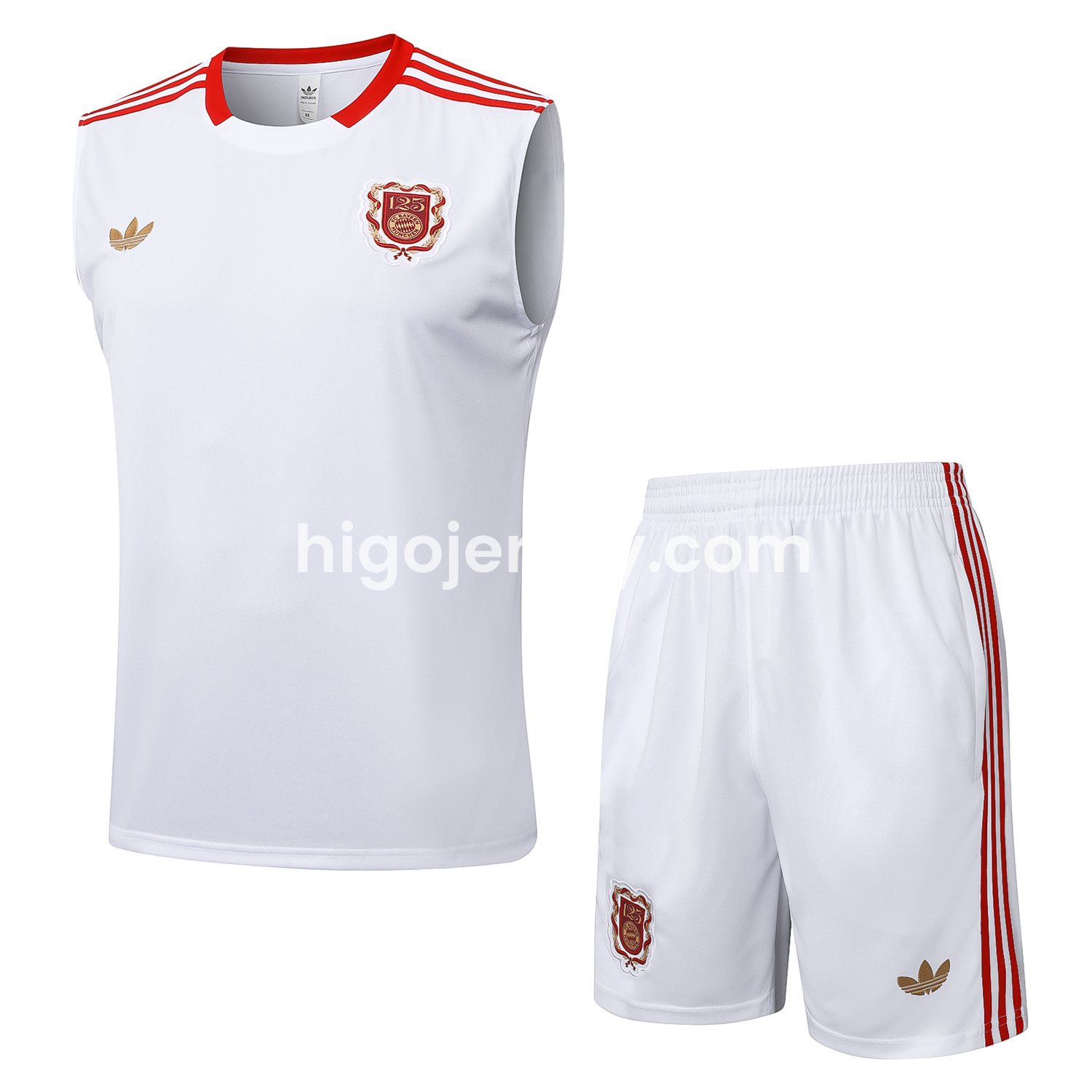 Higojerseys-Bayern Munich 2025 125th Anniversary Vest Training Set - White Top and Shorts