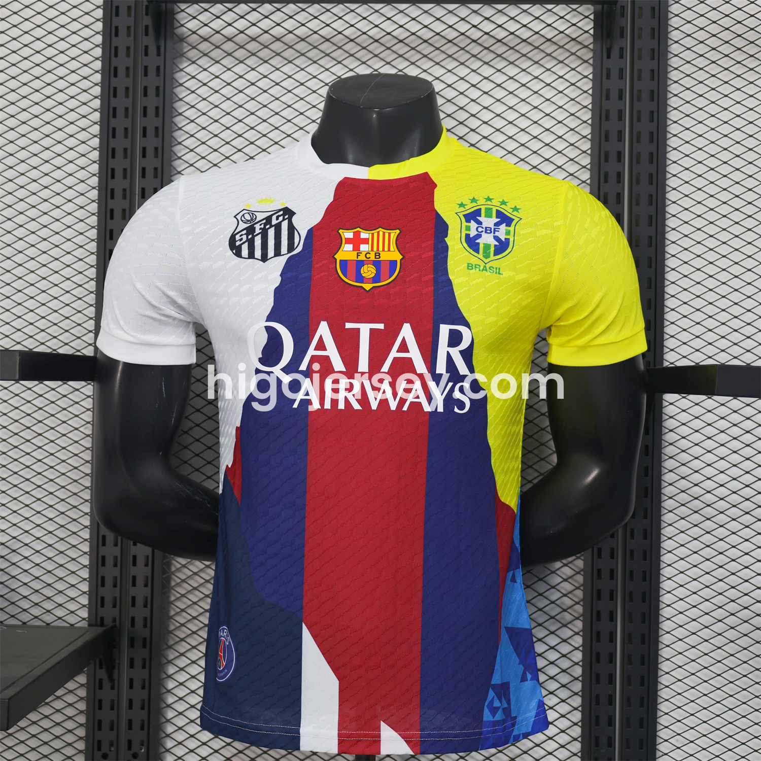 Higojerseys-Neymar Career Commemorative Jersey - Player Version with NEYMAR.JR #10 - Barcelona Brazil Paris Saint-Germain PSG Santos