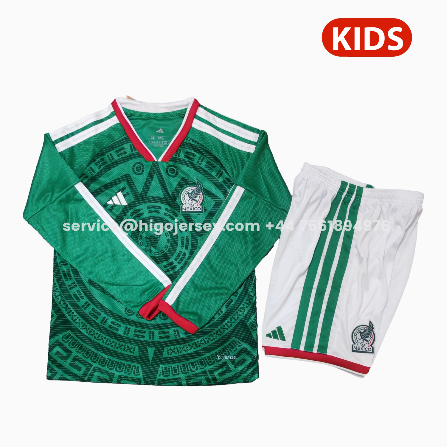 Higojerseys-Mexico 2026 Home Long Sleeves Kids Kit