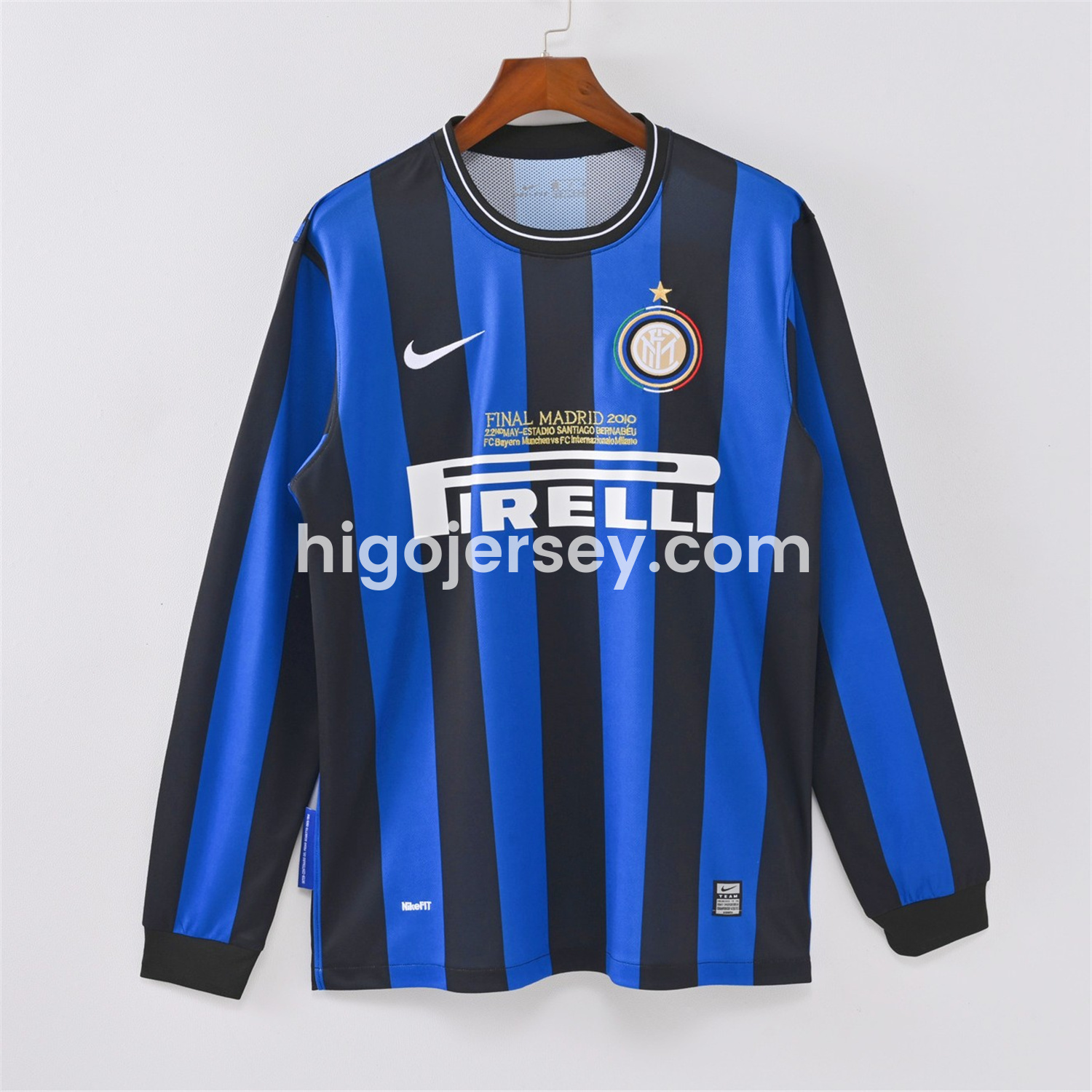 Higojerseys-Retro Inter Milan 09-10 Home Long Sleeves Jersey - Champions League Final