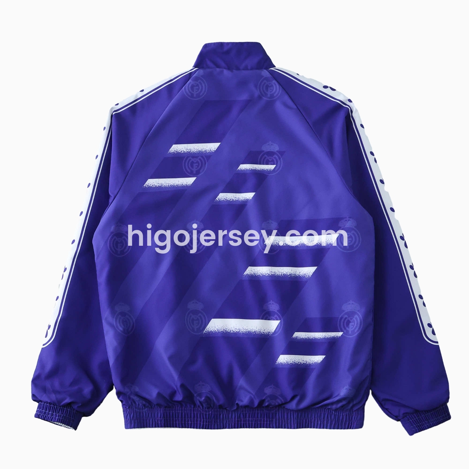 Higojerseys-Retro Real Madrid 1995-96 Home & Away Double Sided Reversible Windbreaker - White & Purple
