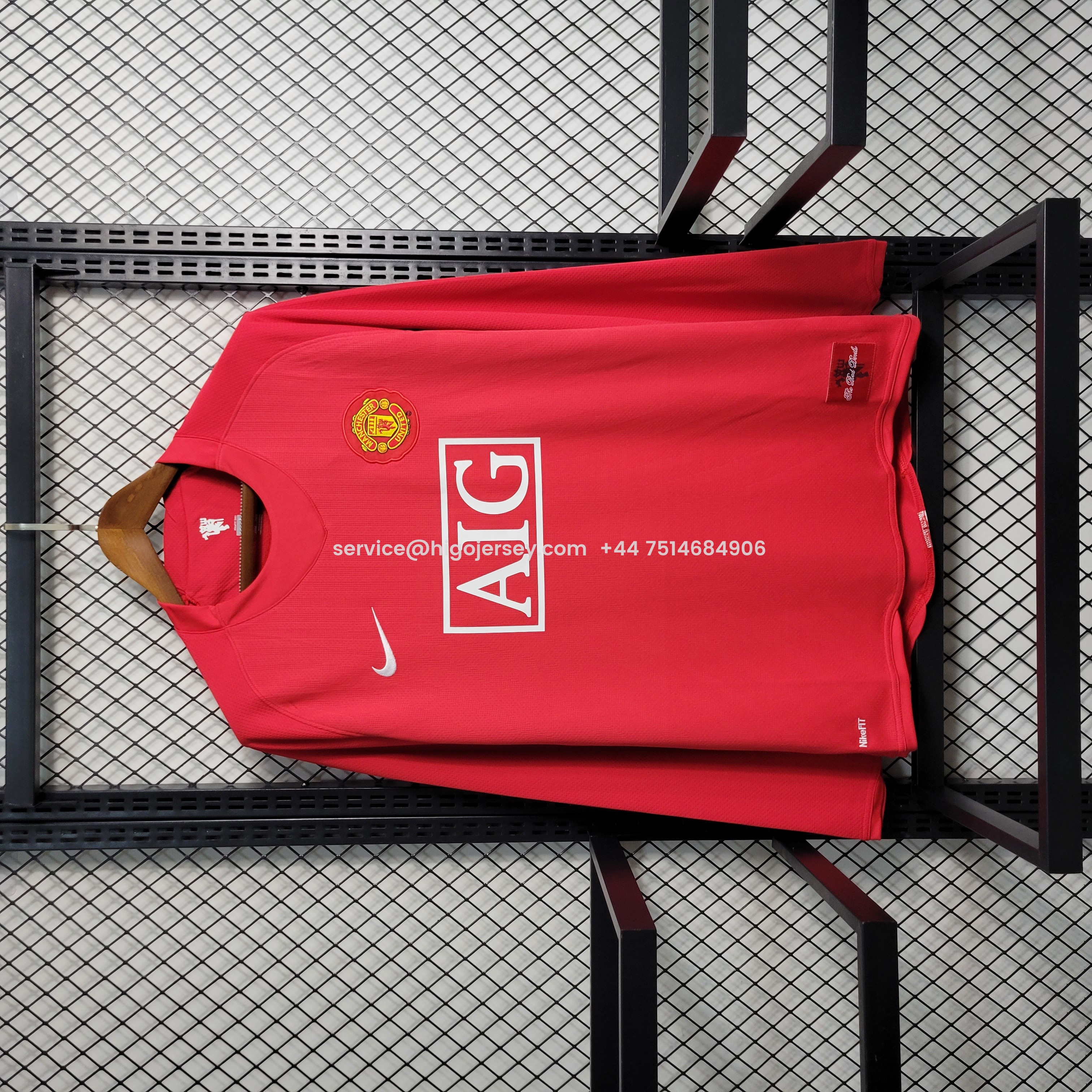 Higojerseys-Retro Manchester United 08-09 Home Long Sleeve Jersey