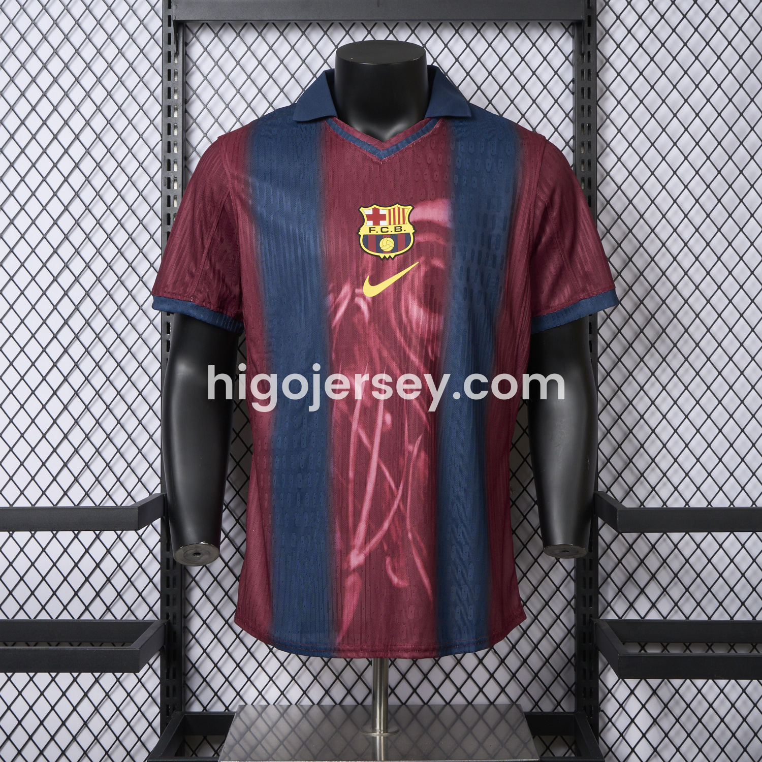 Higojerseys-Barcelona x Travis Scott 2000-01 Home Retro Style Skeleton Jersey - Player Version