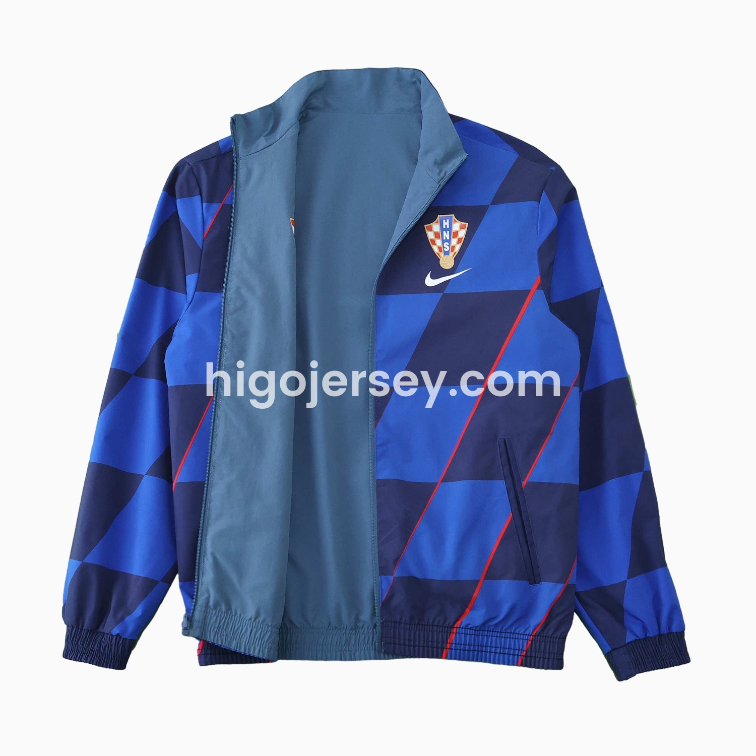 Higojerseys-Croatia 24-25 Away Style Double Sided Reversible Windbreaker - Blue