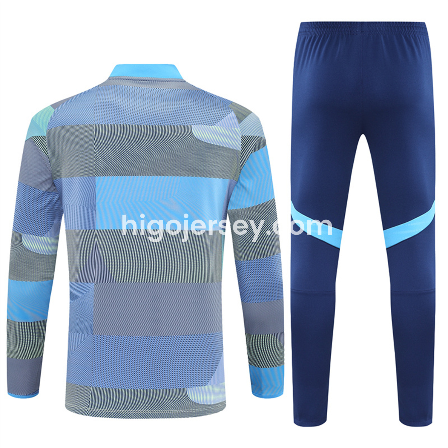 Higojerseys-Real Madrid 25-26 Long Sleeves Training Set - Blue-Gray Camouflage Top & Blue Pants