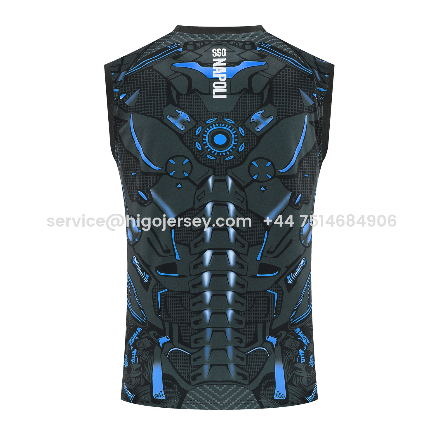 Higojerseys-Napoli 25-26 Vest Training Set - Black Mecha Vest & Black Shorts