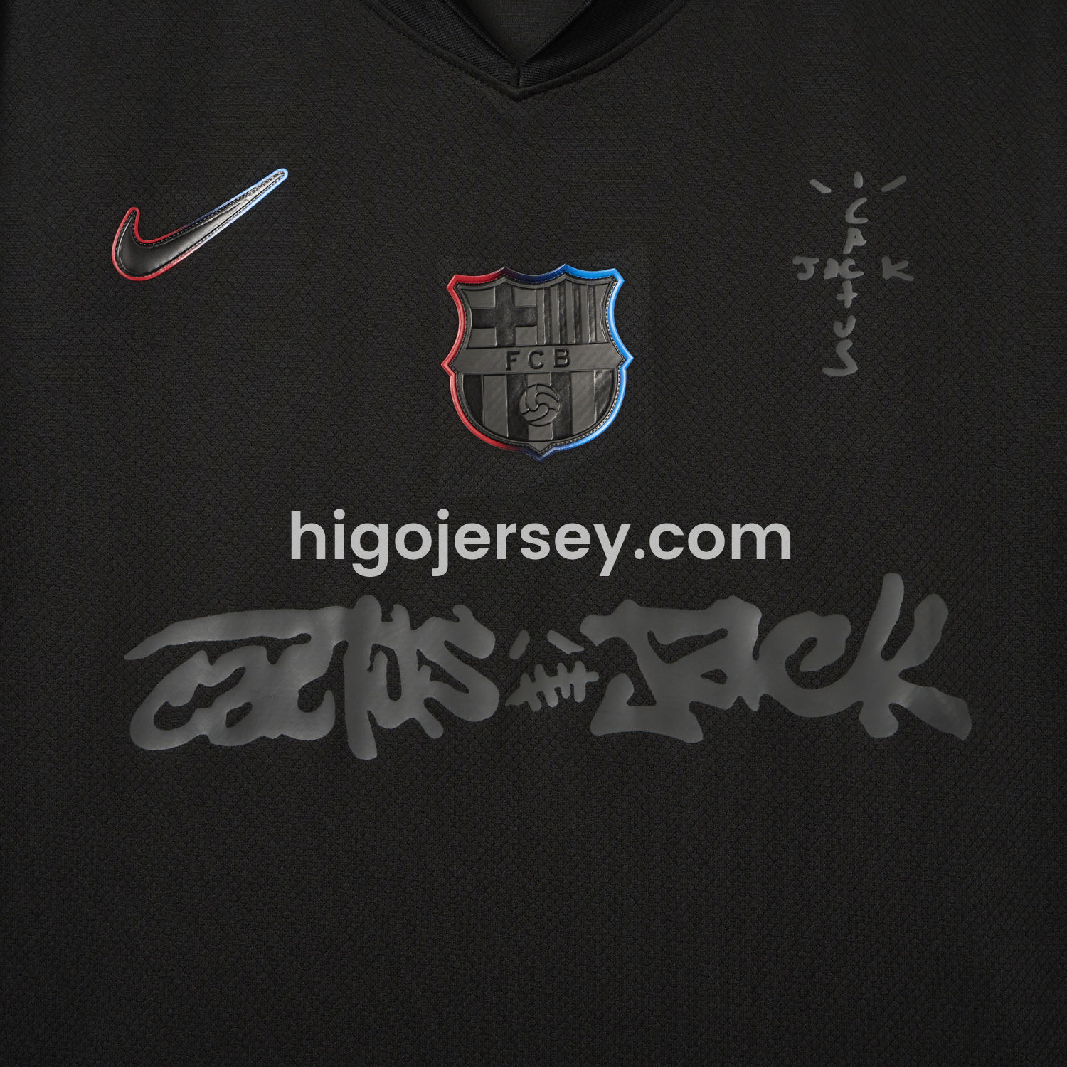 Higojerseys-Barcelona x Travis Scott 24-25 Away Pure Black Jersey - Fans Version