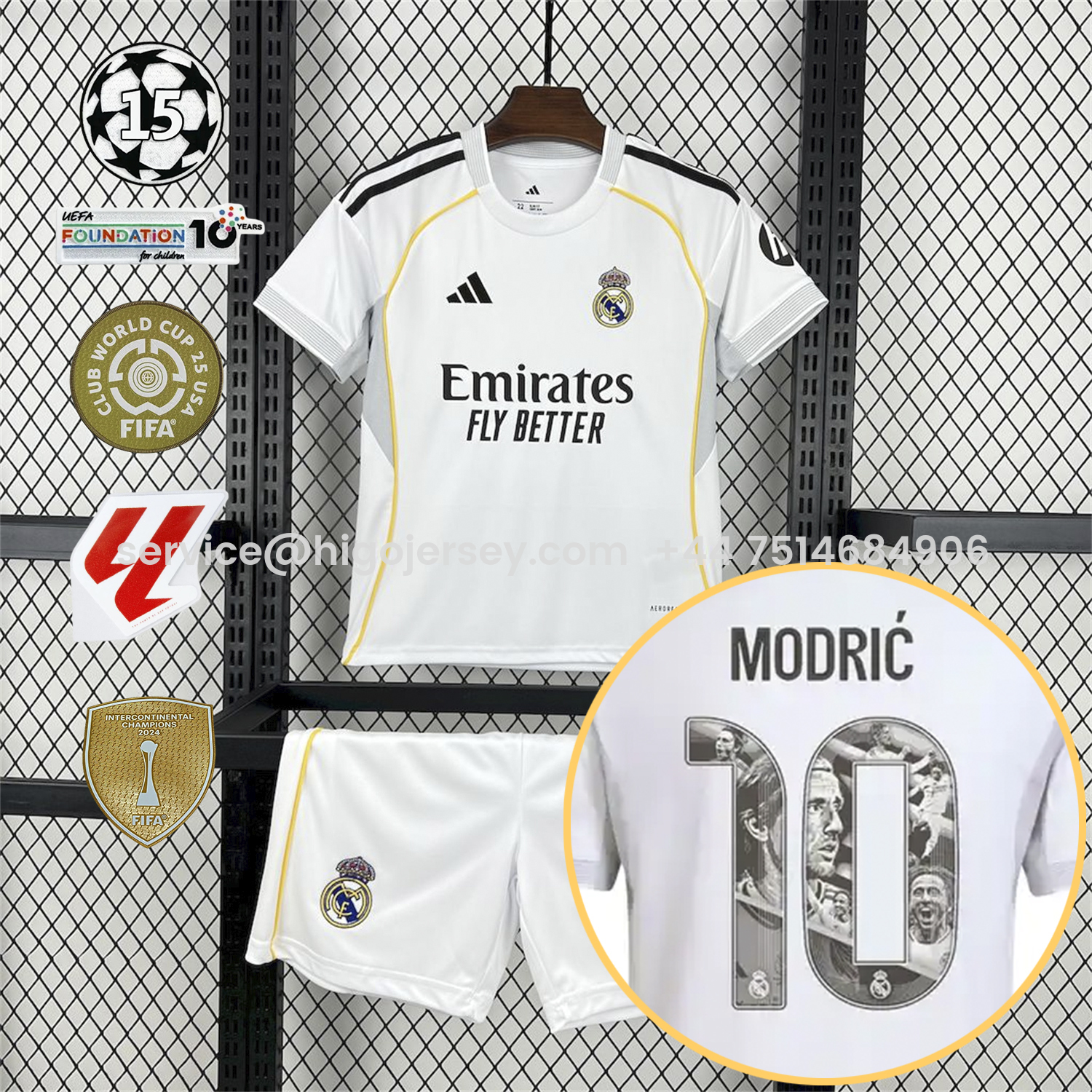 Higojerseys-Real Madrid 25-26 Home Modrić Limited Edition Kids Kit - Fans Version