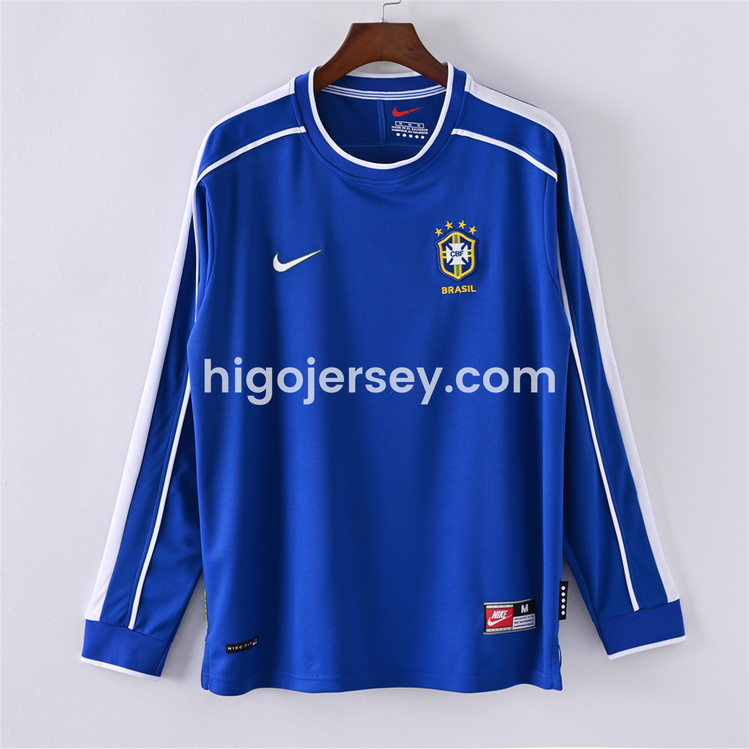 Higojerseys-Retro Brazil 1998 Away Long Sleeves Jersey