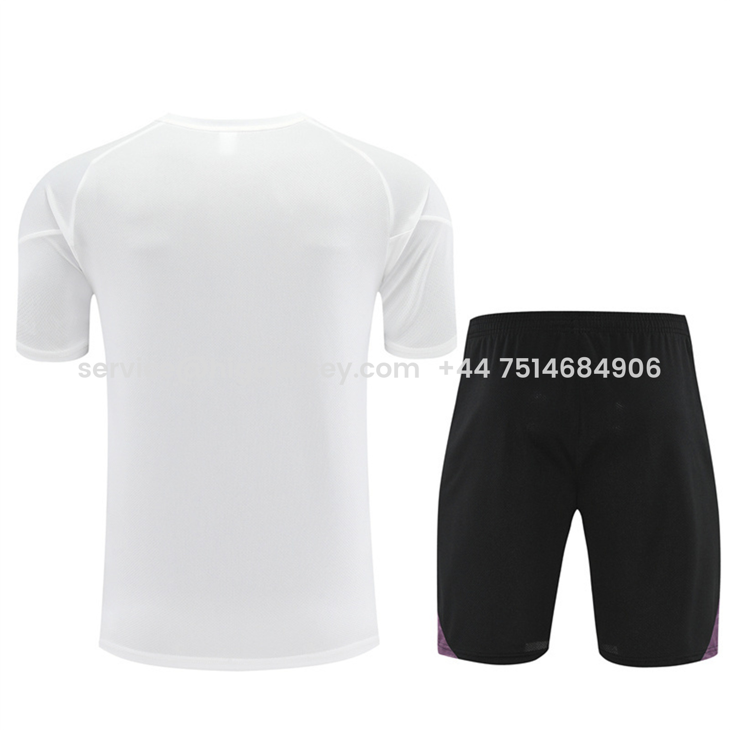 Higojerseys-Manchester United 25-26 Kids Short-Sleeve Training Set - White Purple Top & Black Shorts