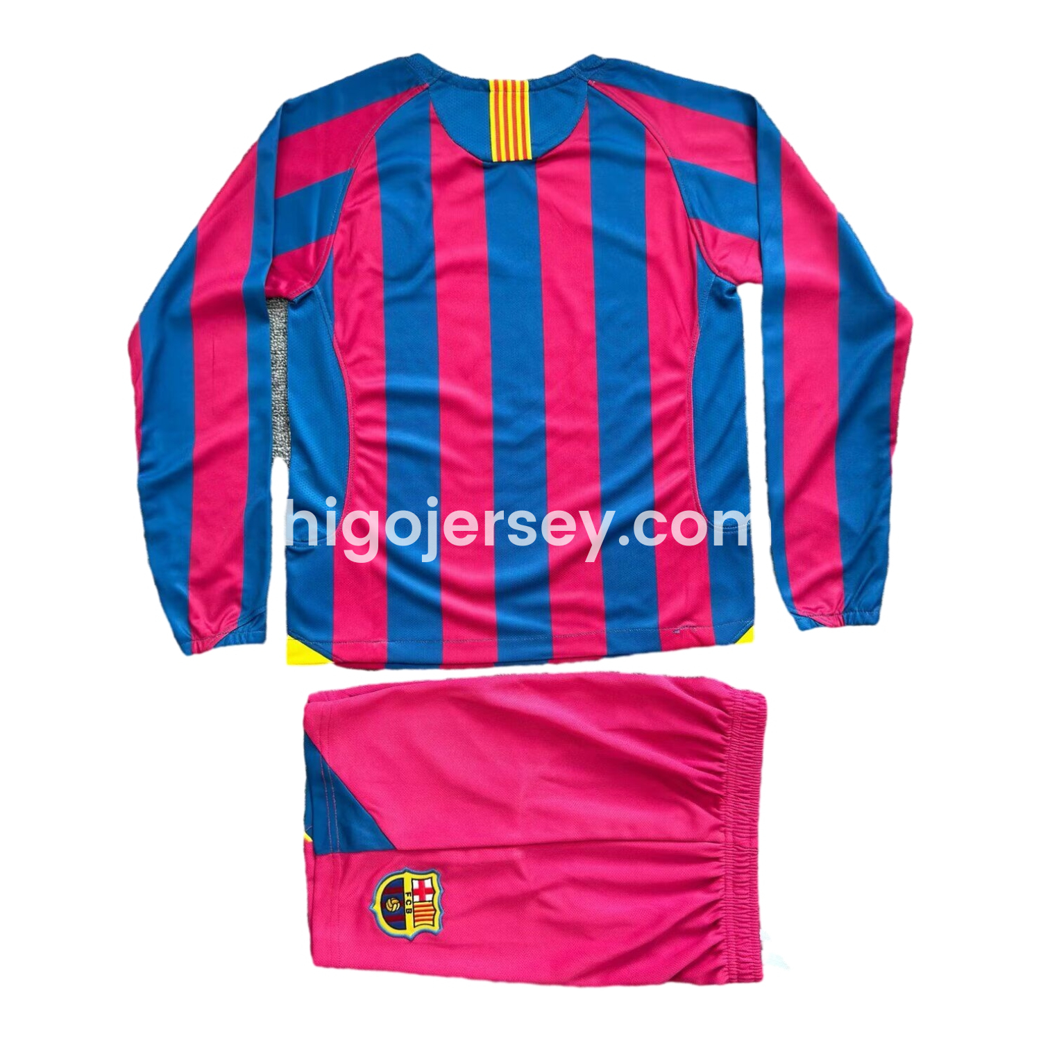 Higojerseys-Retro Barcelona 06-07 Home Long Sleeve Kids Kit