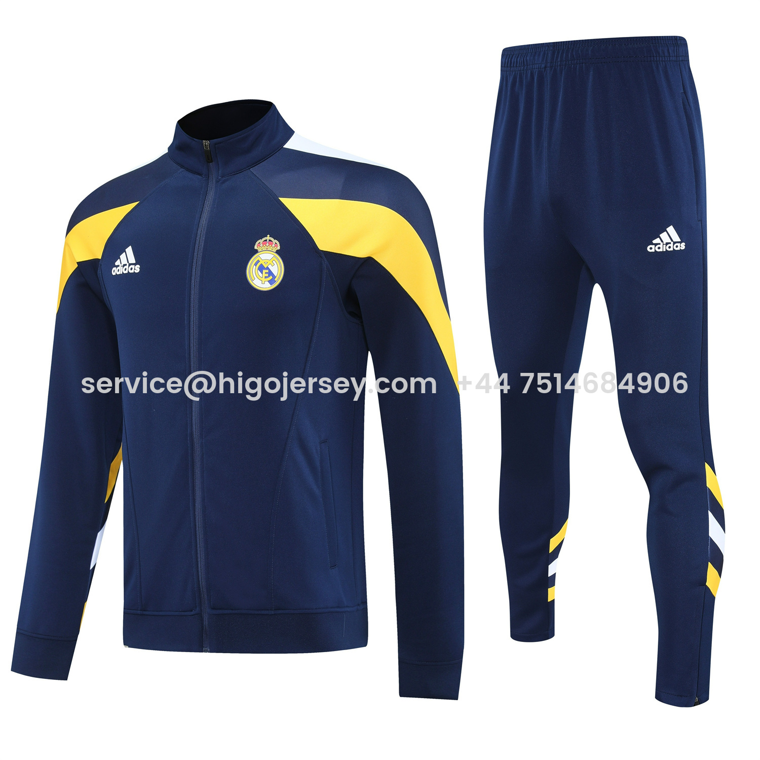 Higojerseys-Real Madrid 25-26 Jacket Training Tracksuit - Deep Blue Jackets & Deep Blue Pants