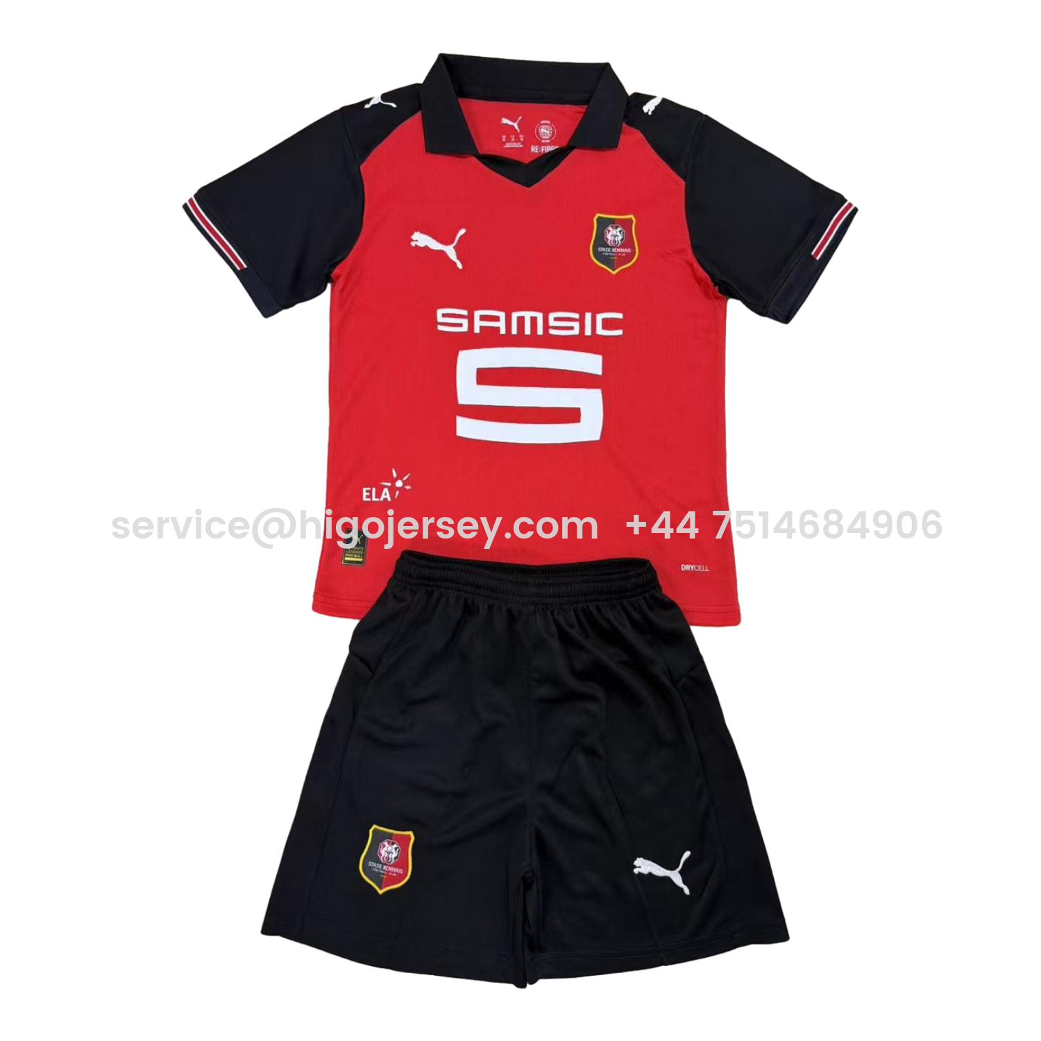 Higojerseys-Stade Rennais 25-26 Home Men's Adult Jersey Set - Fans Version