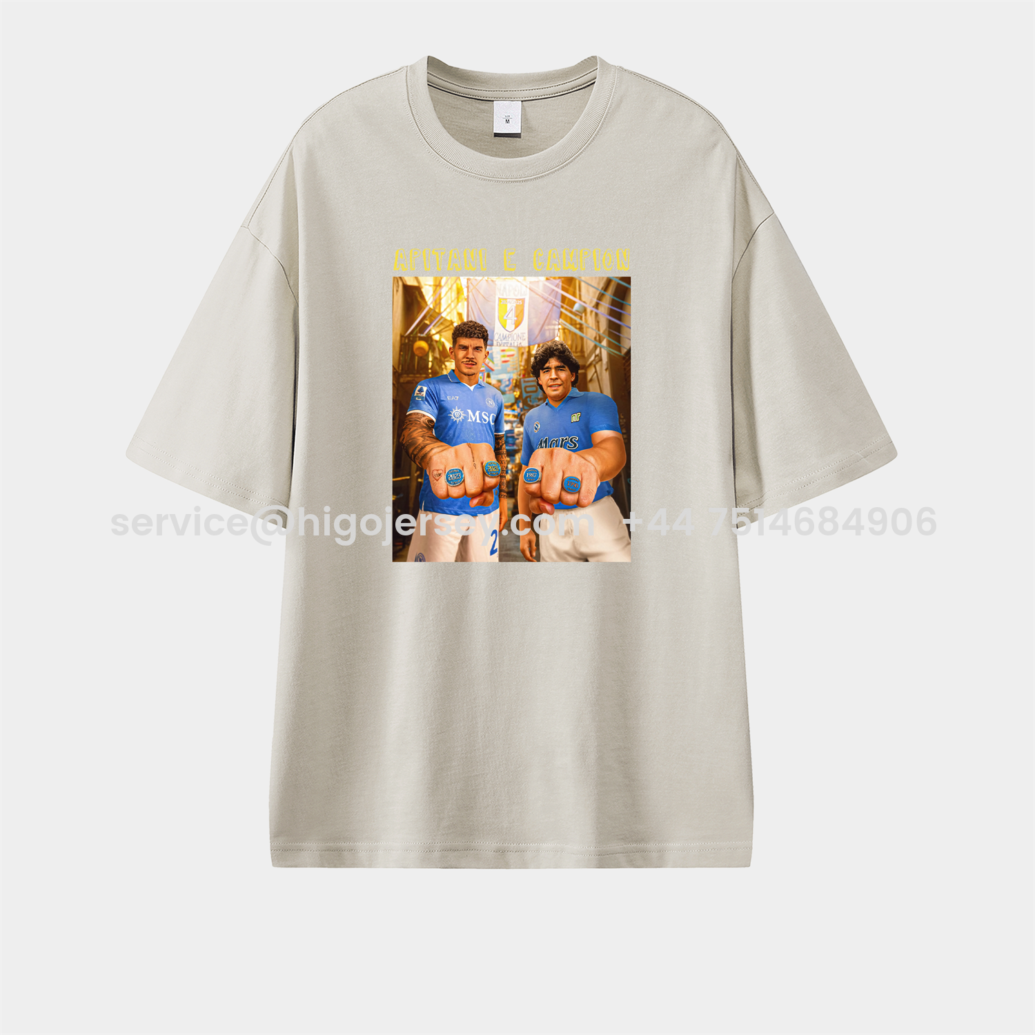 Higojerseys-Napoli Apitani E Campion 2025 Unisex Pure Cotton T-shirt