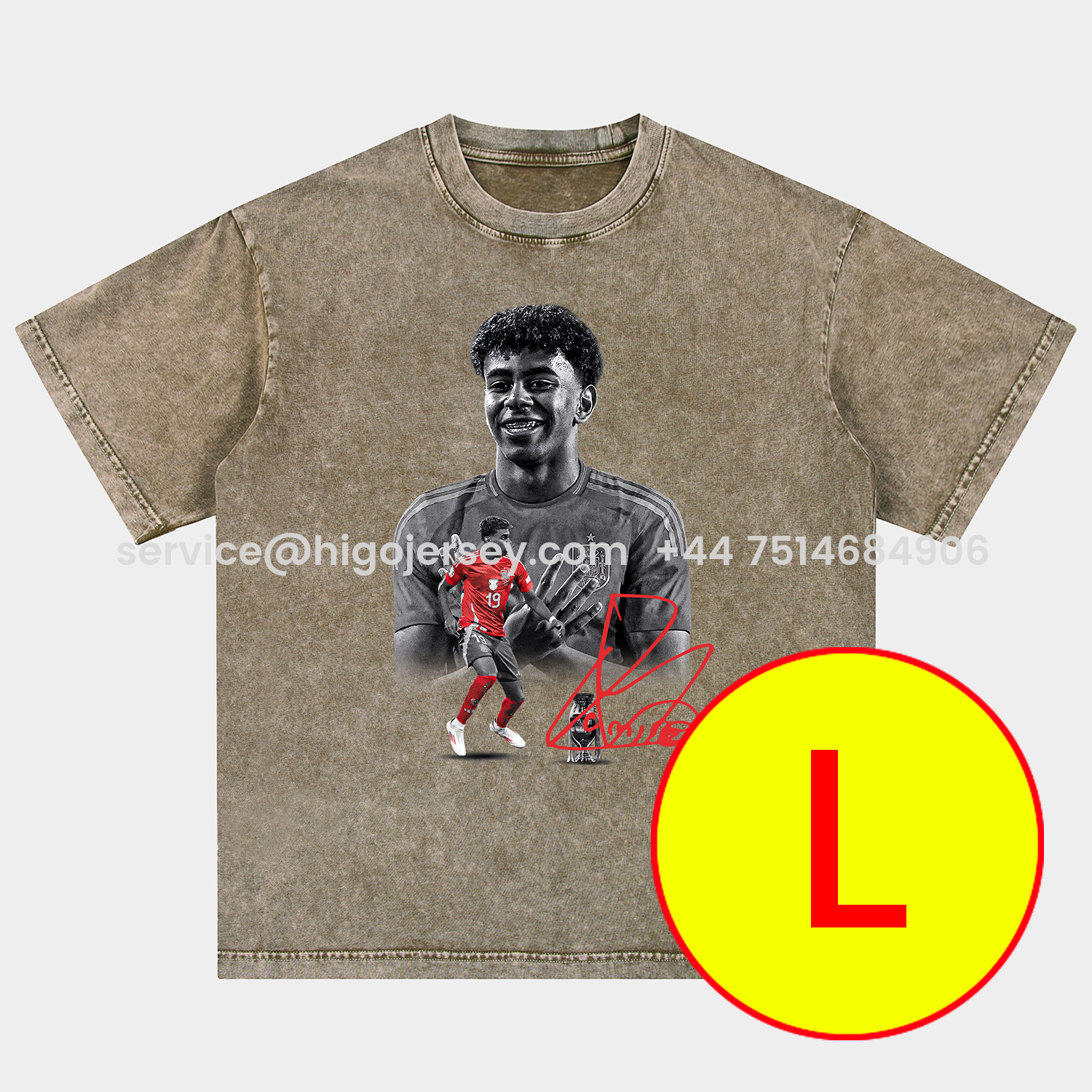 Higojerseys-LAMINE YAMAL - Barcelona No. 10 Legend Continues 2025 Oversized Washed T-Shirt