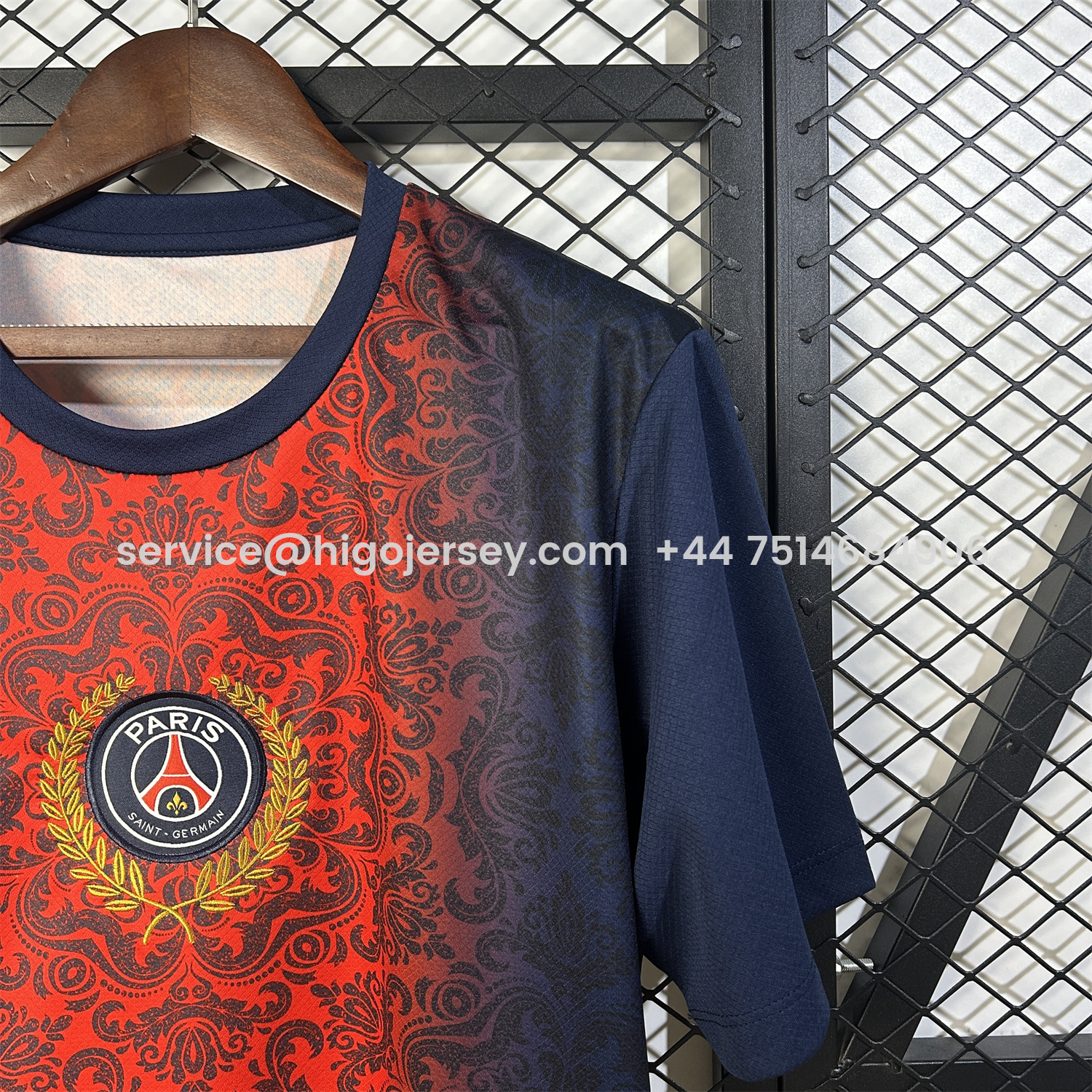 Higojerseys-Paris Saint-Germain PSG 25-26 Champions League Commemorative Edition Red Blue Flower Pattern T-shirts