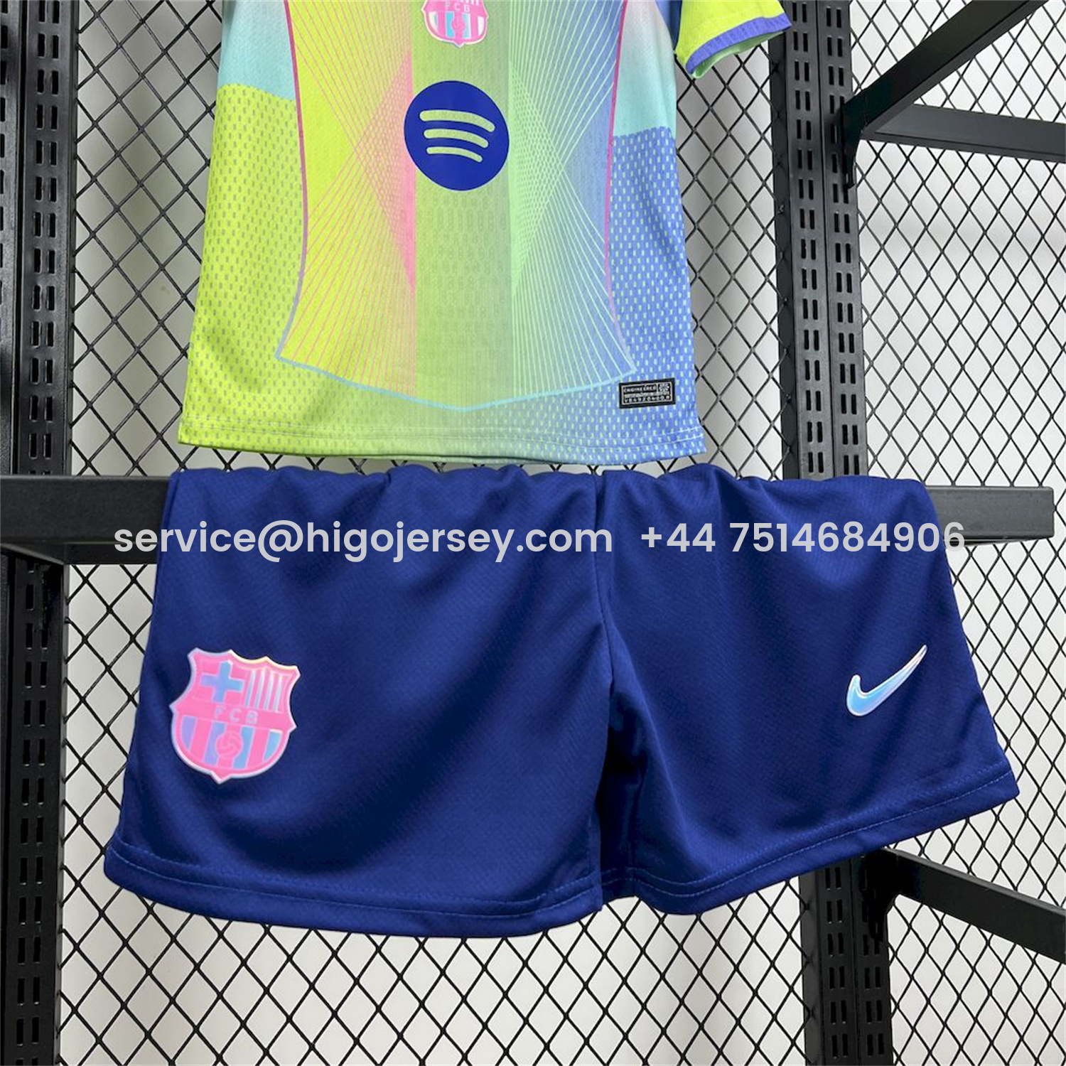 Higojerseys-Barcelona 25-26 T90 White Lines Yellow Blue Gradient Special Kids Kit