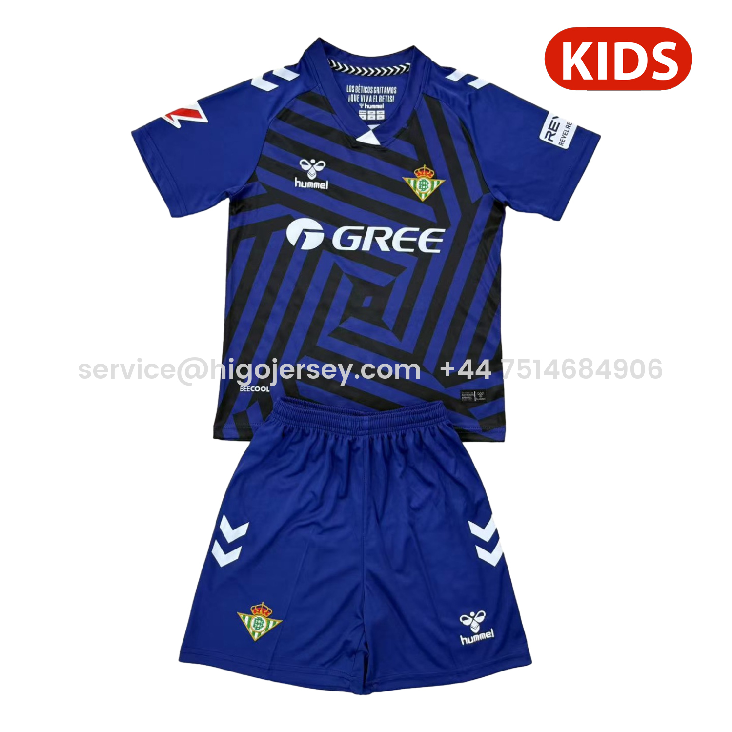 Higojerseys-Real Betis 25-26 Blue Goalkeeper Kids Kit